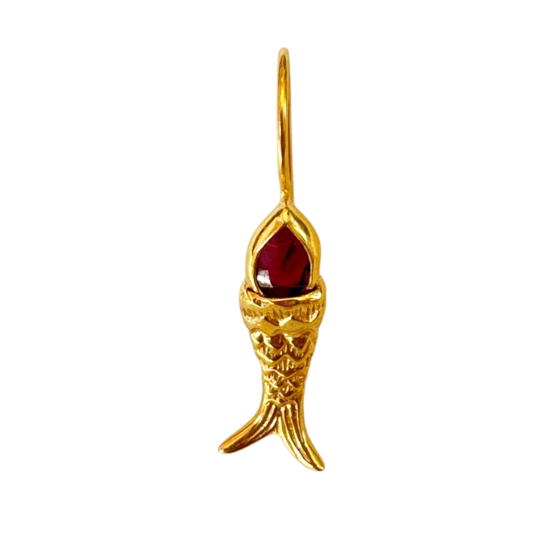 Chan Luu Fish Drop Dangle Earrings in Garnet and 18k Gold Vermeil