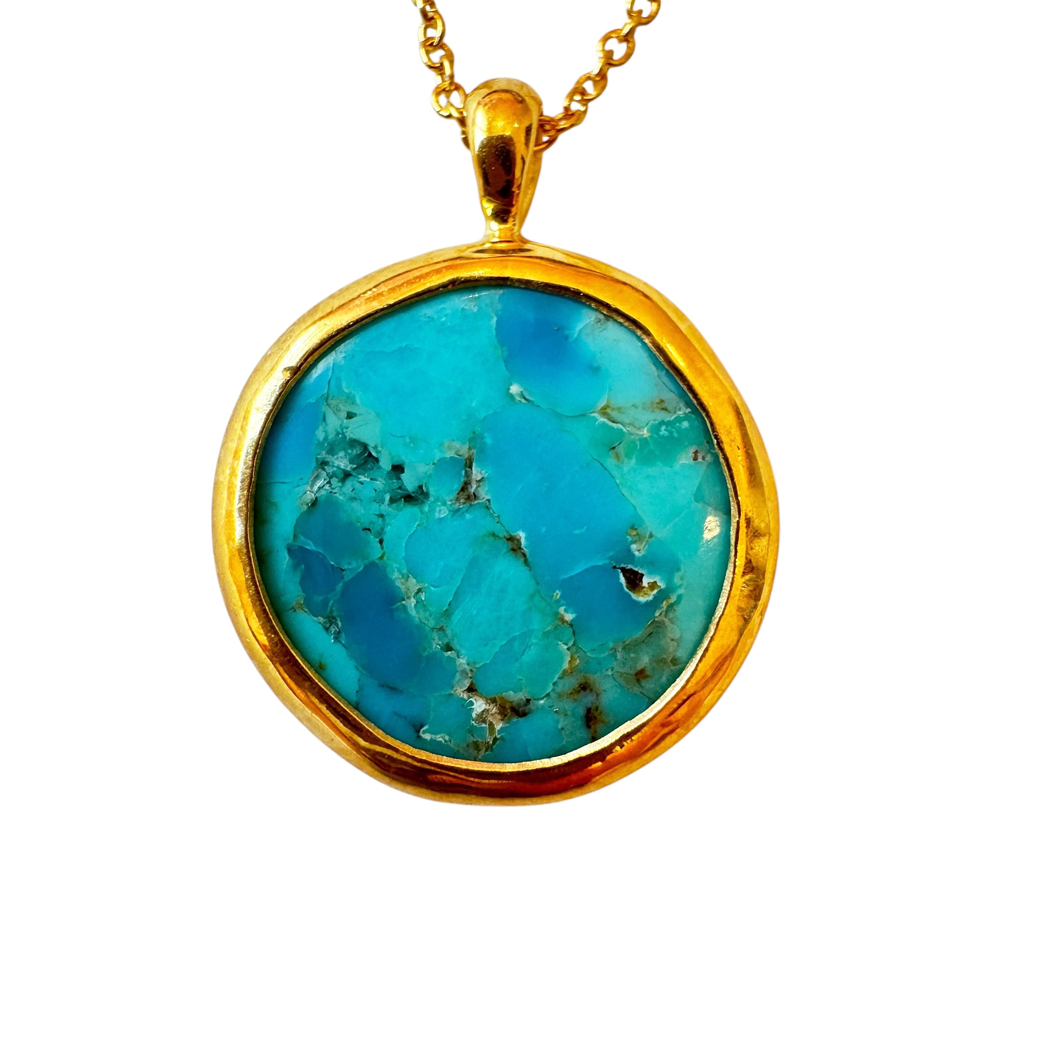 Chan Luu Sardinia Circular Pendant Necklace in Turquoise and 18k Gold Vermeil