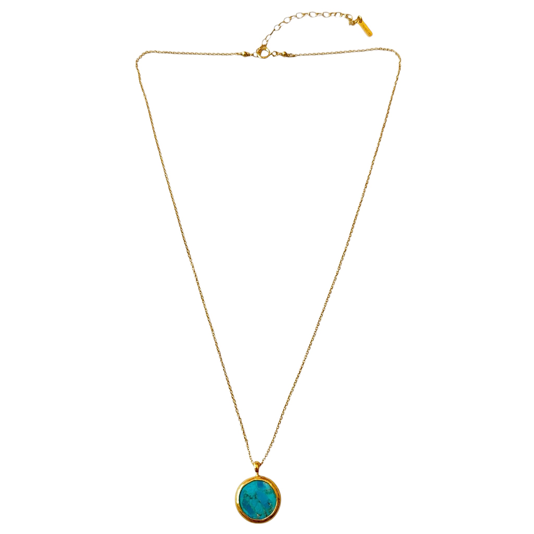 Chan Luu Sardinia Circular Pendant Necklace in Turquoise and 18k Gold Vermeil