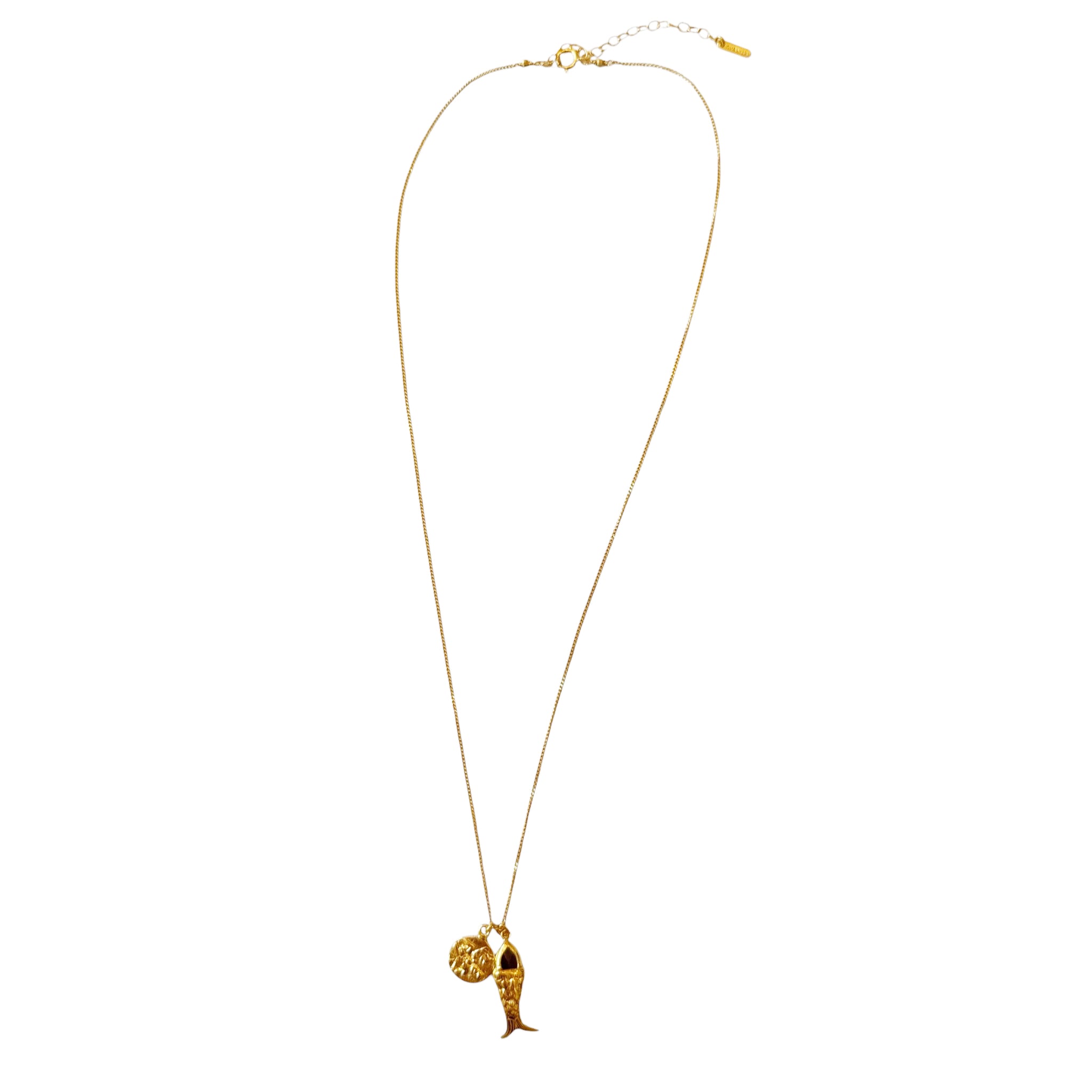 Chan Luu Fish Multi Charm Pendant Necklace in Garnet and 18k Gold Vermeil