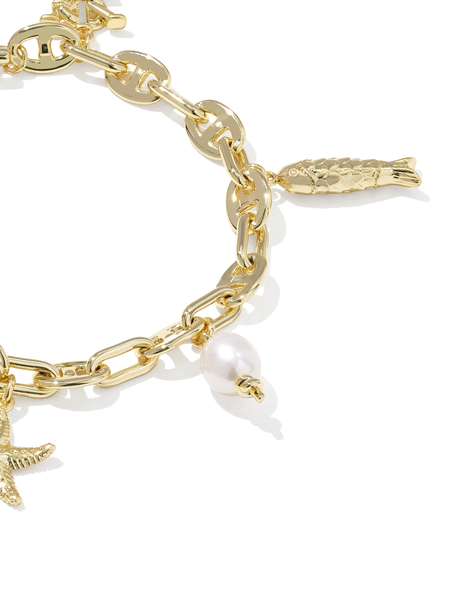 Kendra Scott Parker Chain Charm Bracelet in White Pearl and Gold Plated