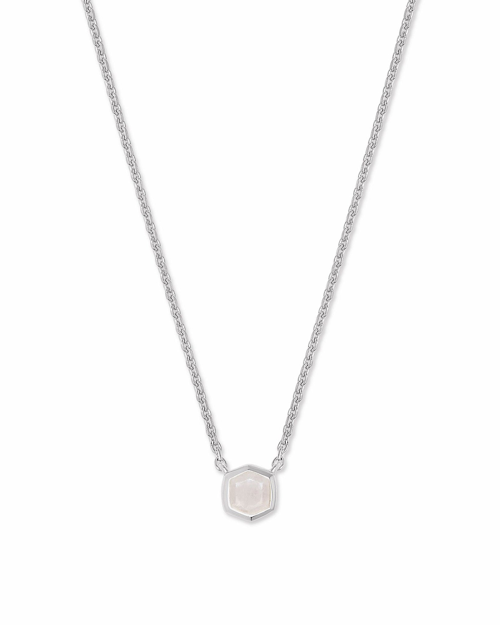 Kendra Scott Davie Pendant Necklace in Rainbow Moonstone and Sterling Silver