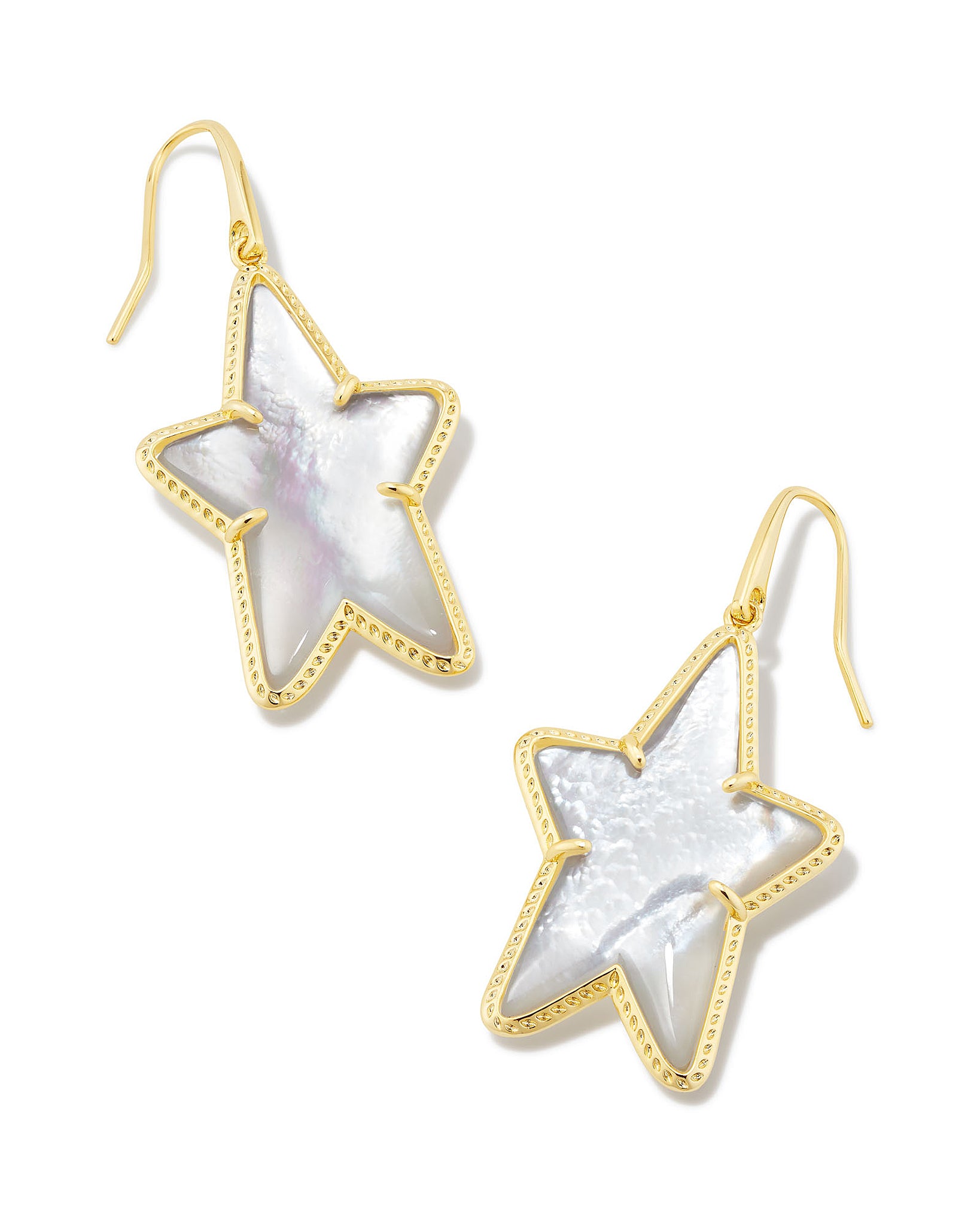 Kendra Scott Ada Star Dangle Earrings in Ivory Mother of Pearl and Gold
