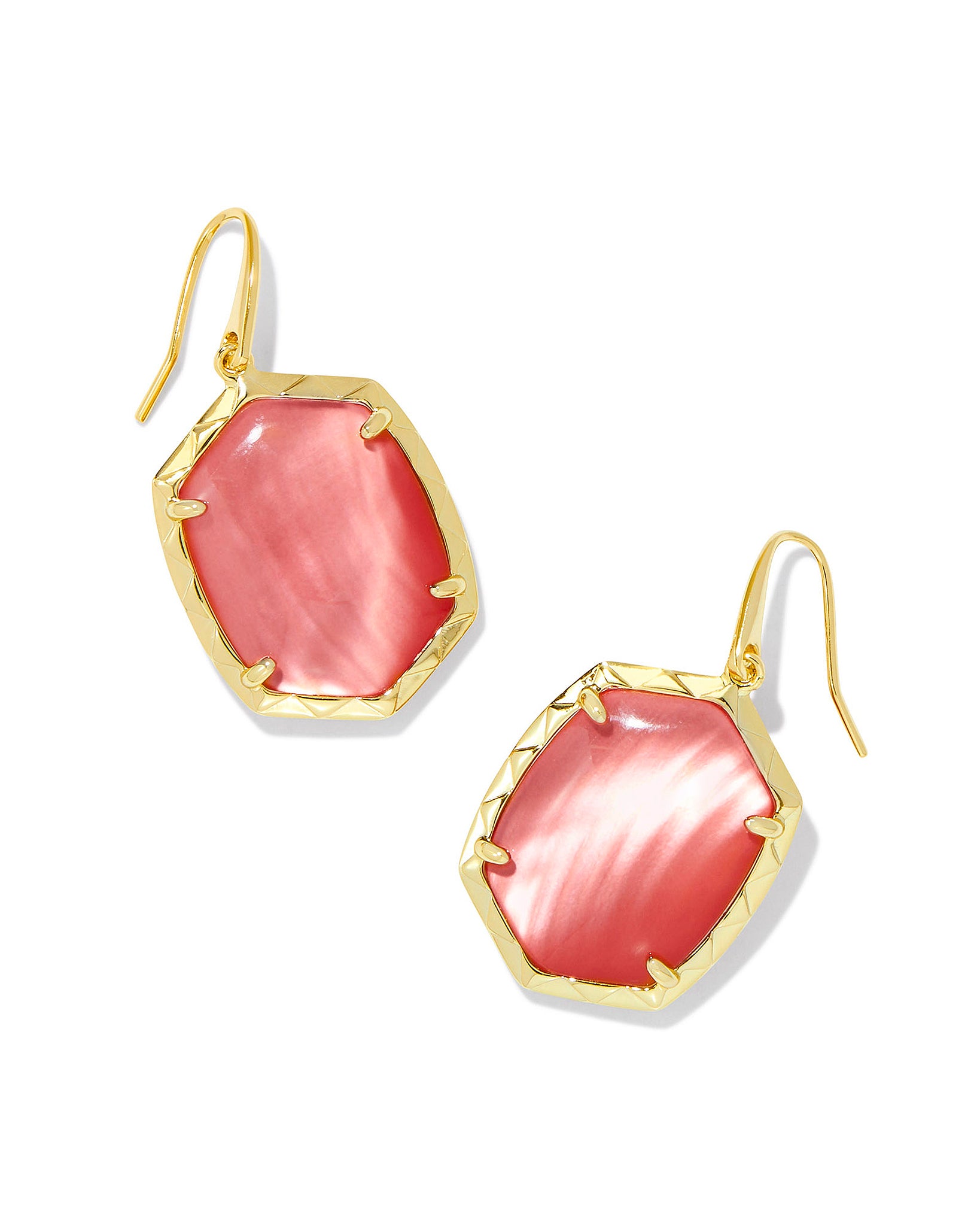 Kendra Scott Daphne Drop Earrings in Coral Pink Mother of Pearl and Gold