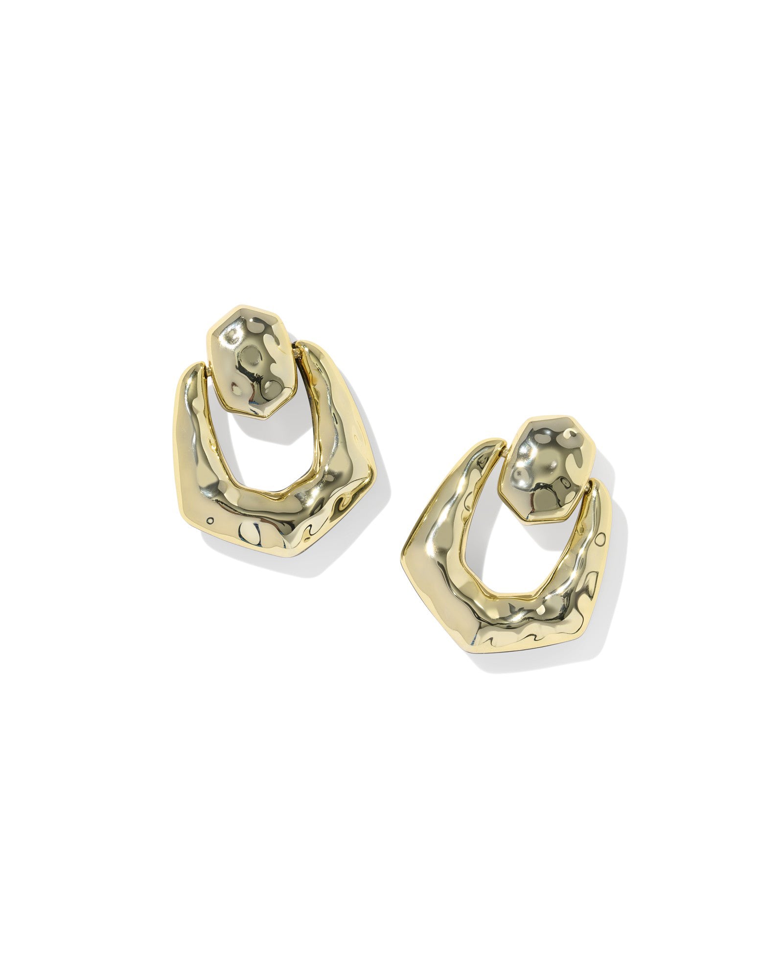Kendra Scott Embry Open Frame Stud Drop Earrings in Dark Brown Hawks Eye and Gold Plated