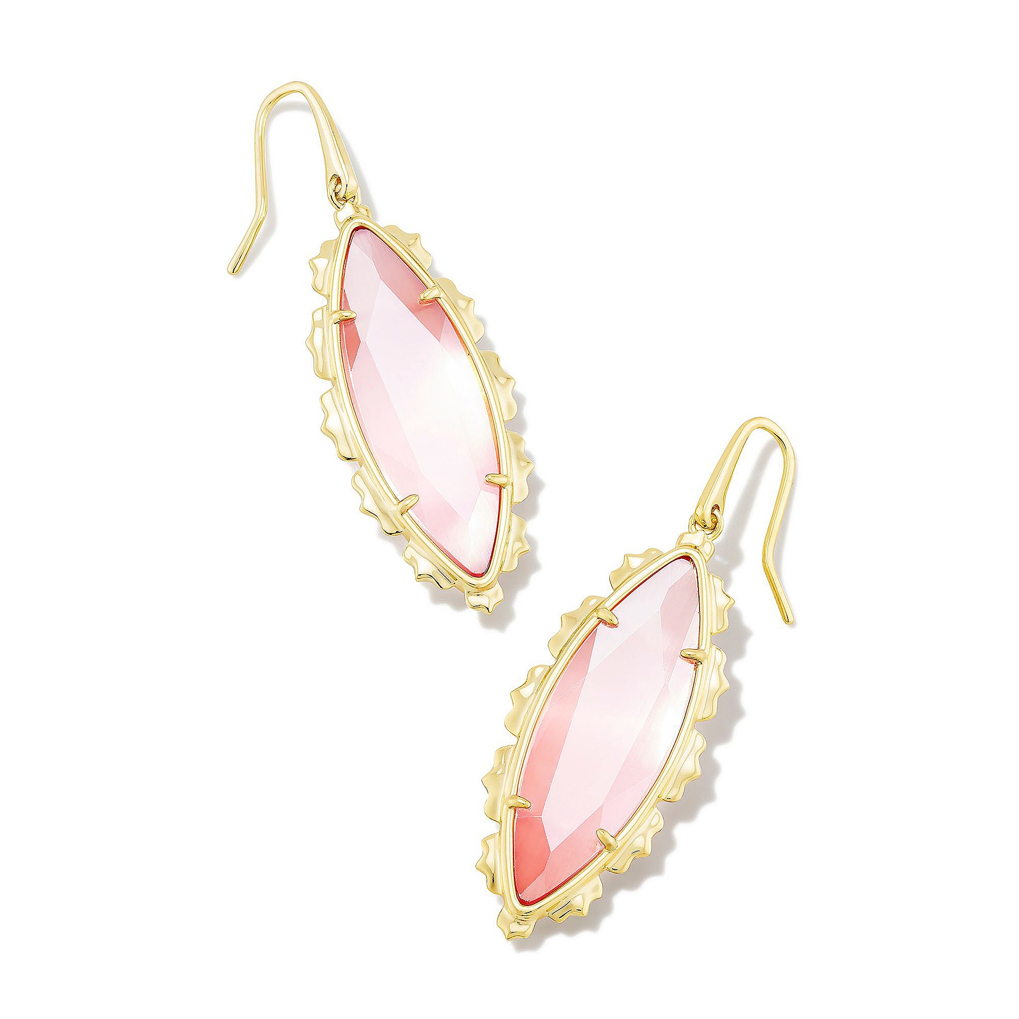 Kendra Scott Genevieve Marquise Dangle Earrings in Luster Plated Pink Cat's Eye and Gold