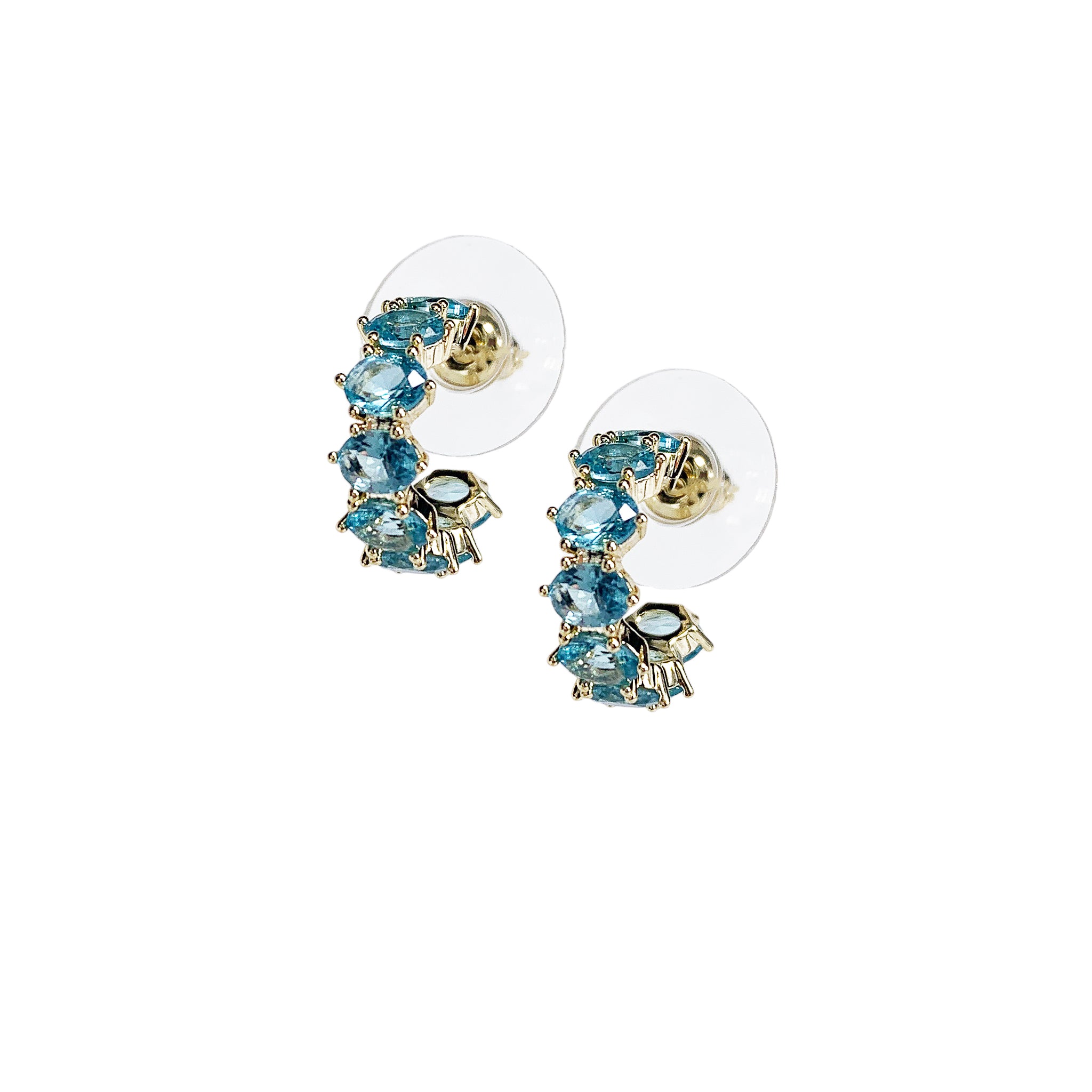 Kendra Scott Cailin Huggie Hoop Earrings in Aqua Crystal and Gold Plated