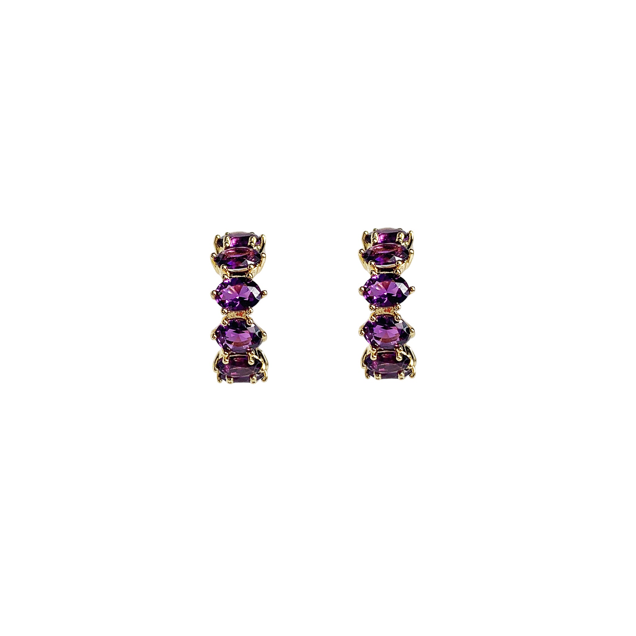 Kendra Scott Cailin Huggie Hoop Earrings in Purple Crystal and Gold Plated