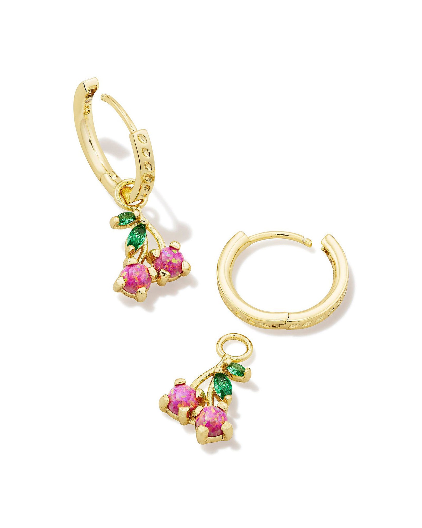 Kendra Scott Cherry Huggie Hoop Earrings in Berry Kyocera Opal and Gold Plated