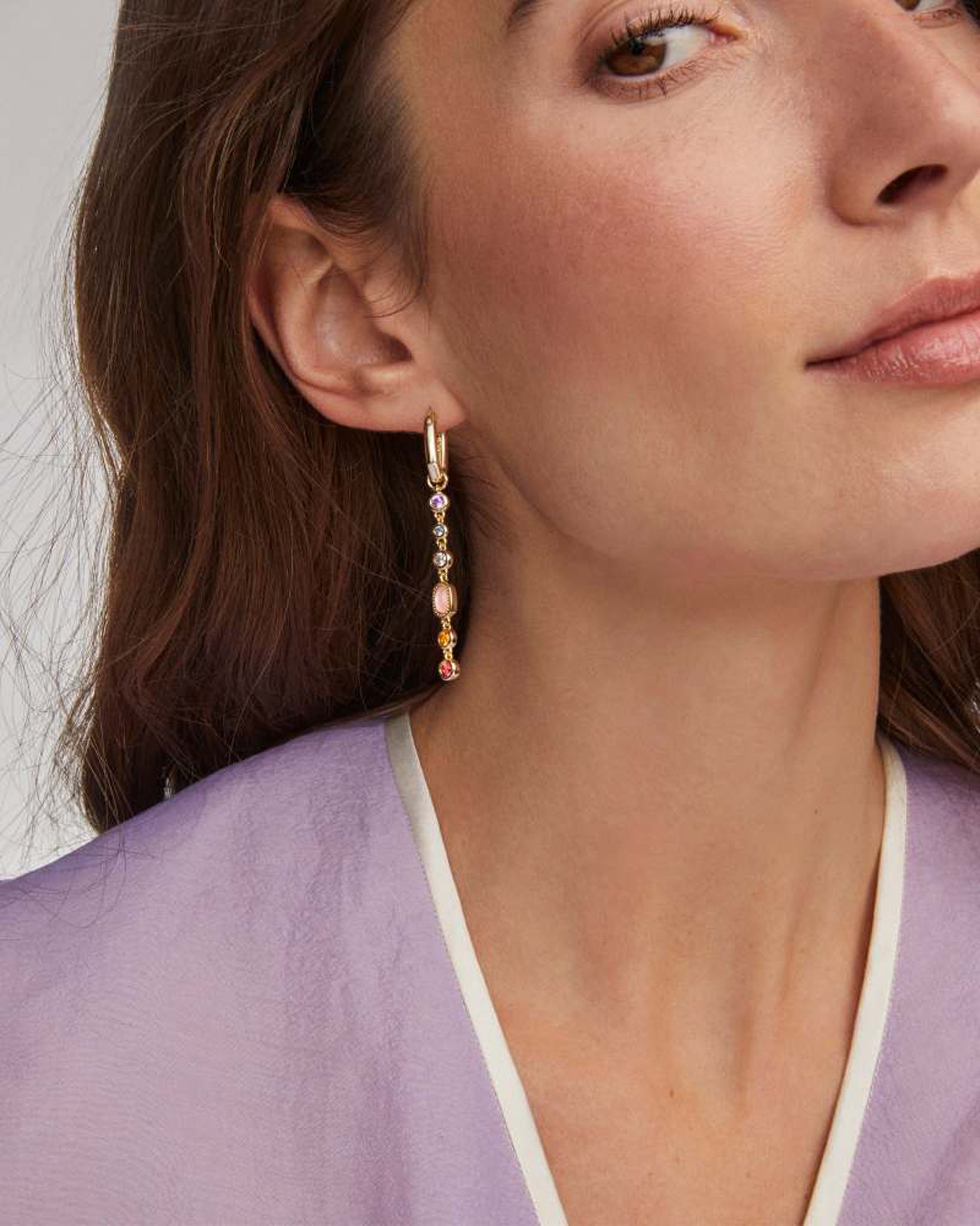 Kendra Scott Mini Elisa Abbie Huggie Hoop Dangle Earrings in Multi Mix and Gold