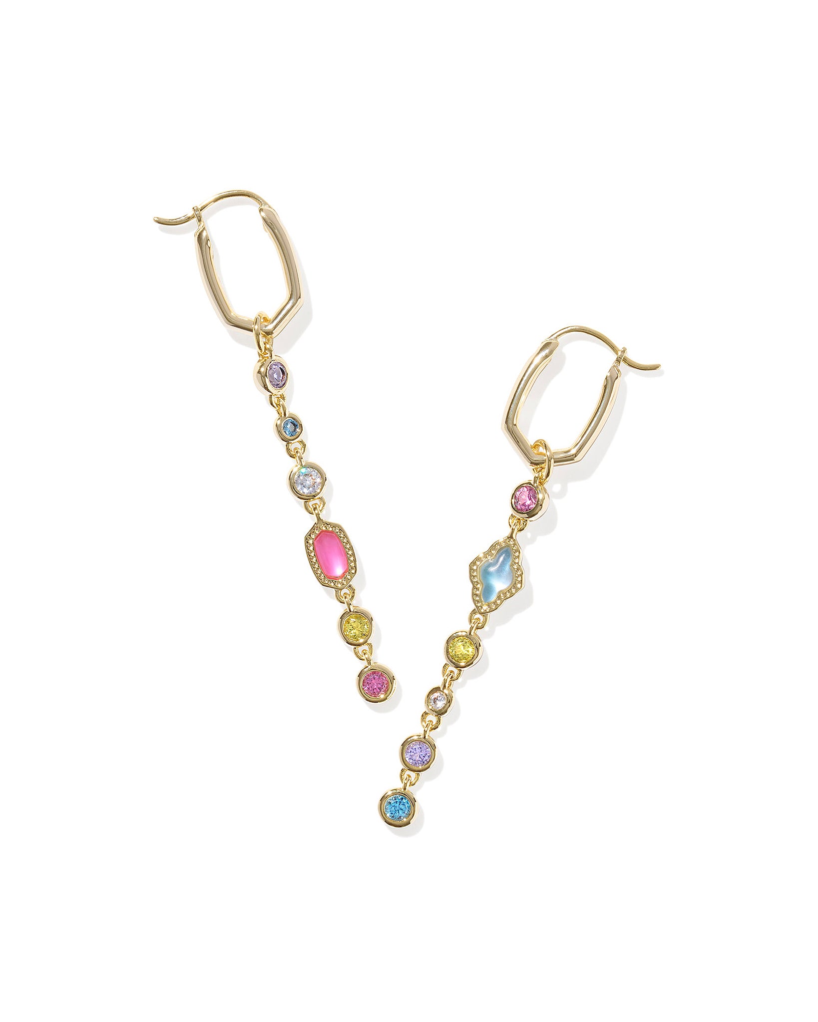 Kendra Scott Mini Elisa Abbie Huggie Hoop Dangle Earrings in Multi Mix and Gold