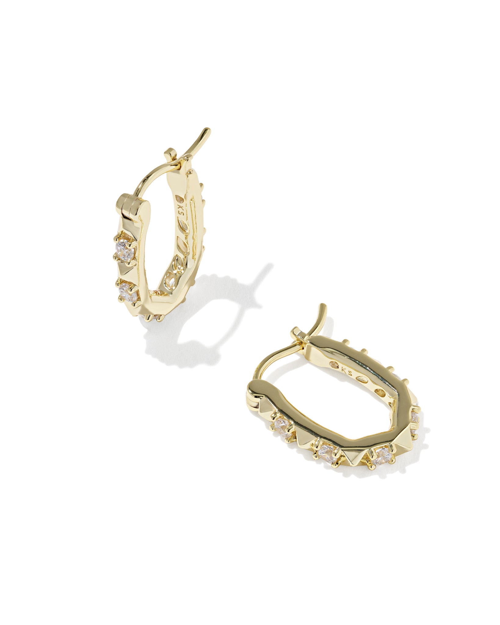 Kendra Scott Fate Huggie Hoop Earrings in White CZ and Gold Plated