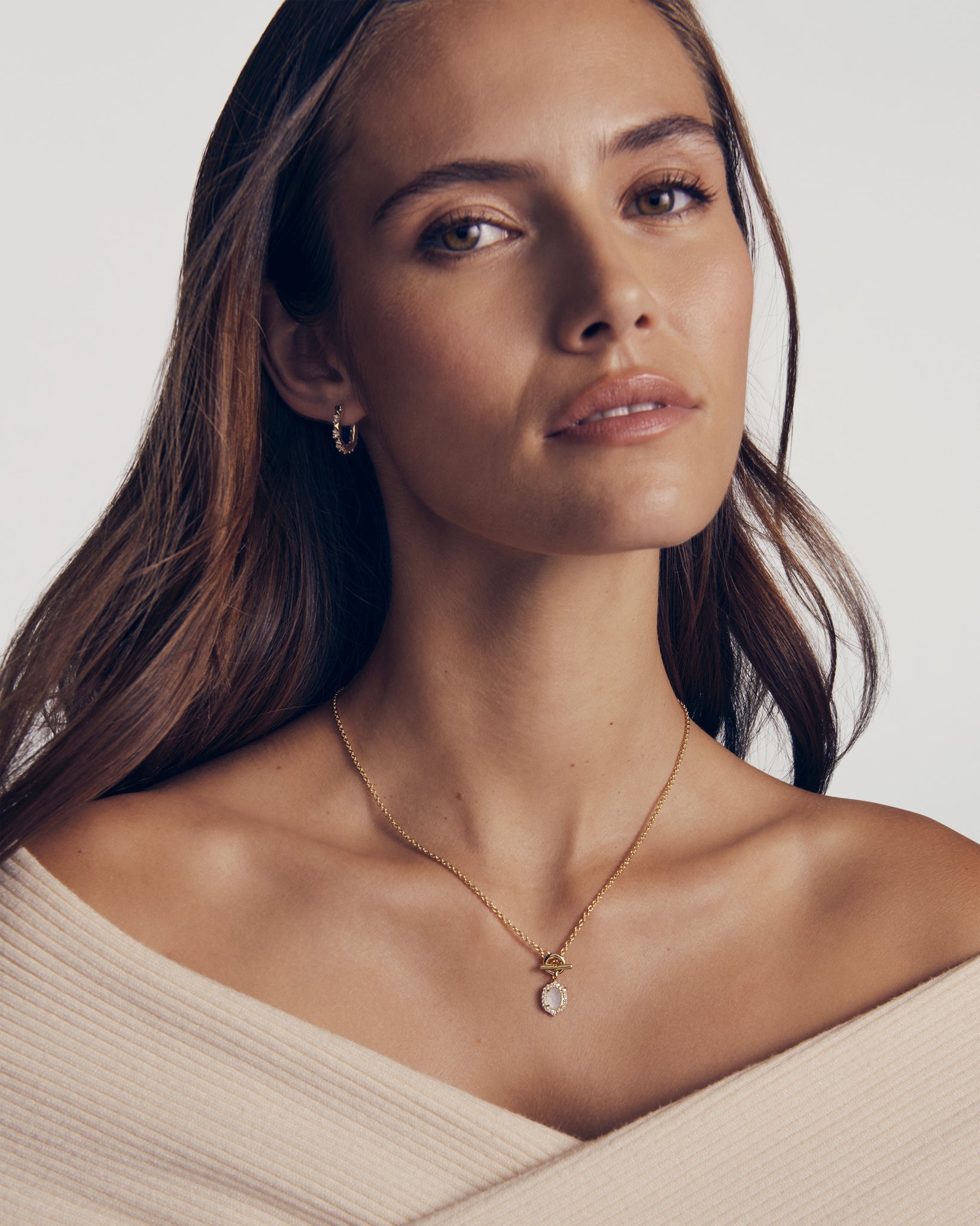Kendra Scott Fate Huggie Hoop Earrings in White CZ and Gold Plated
