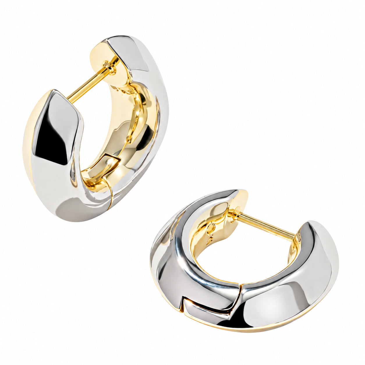 Kendra Scott Mikki Huggie Hoop Earrings in Mixed Metal Gold and Rhodium Plated