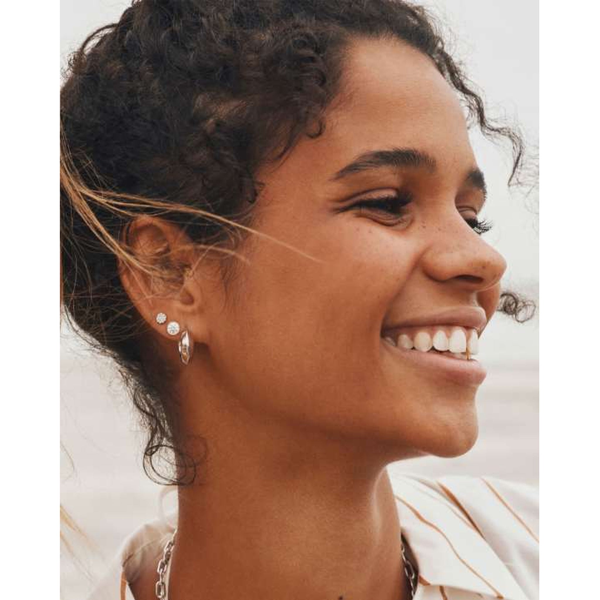 Kendra Scott Mikki Huggie Hoop Earrings in Mixed Metal Gold and Rhodium Plated