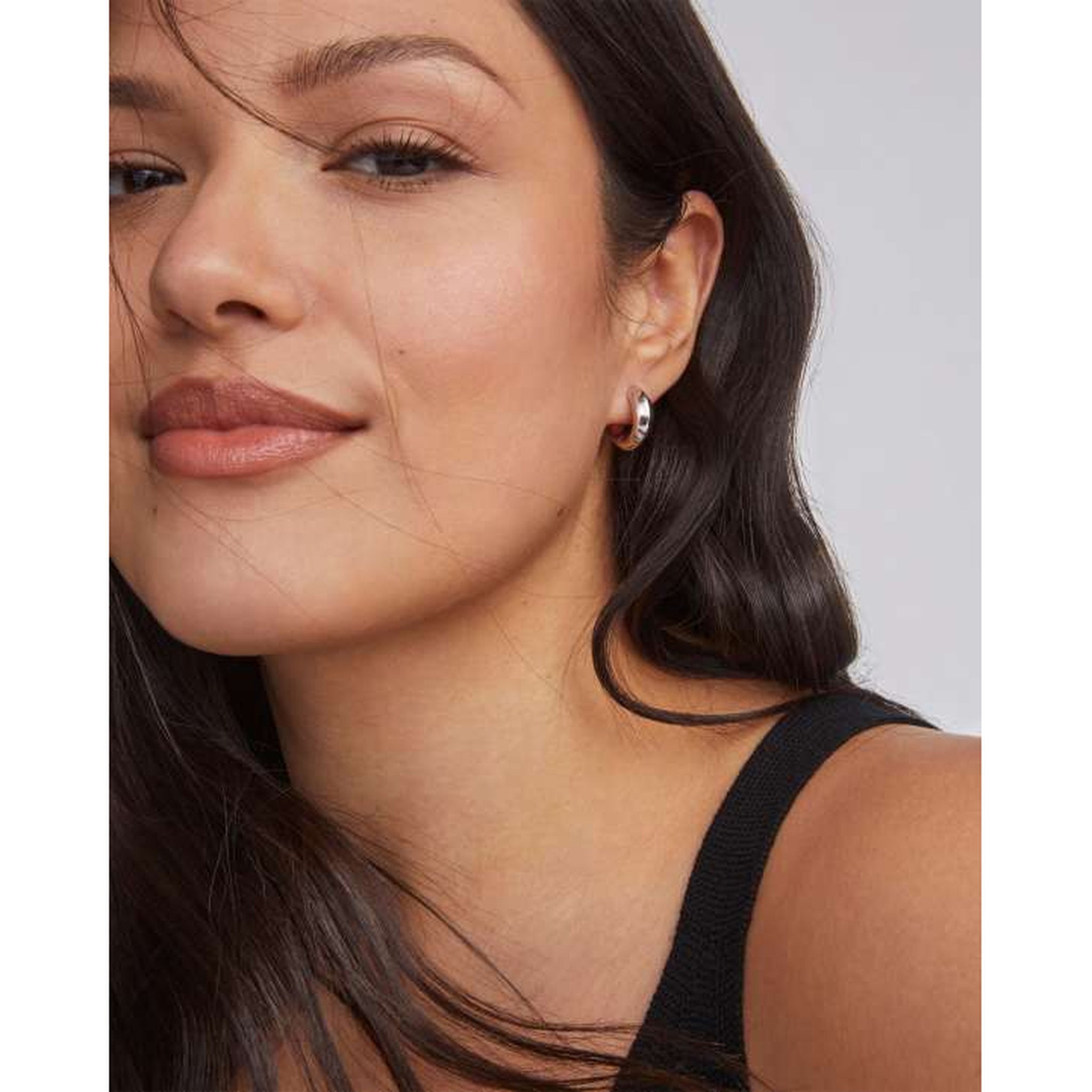 Kendra Scott Mikki Huggie Hoop Earrings in Mixed Metal Gold and Rhodium Plated