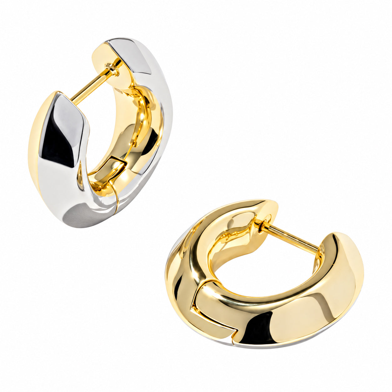 Kendra Scott Mikki Huggie Hoop Earrings in Mixed Metal Gold and Rhodium Plated