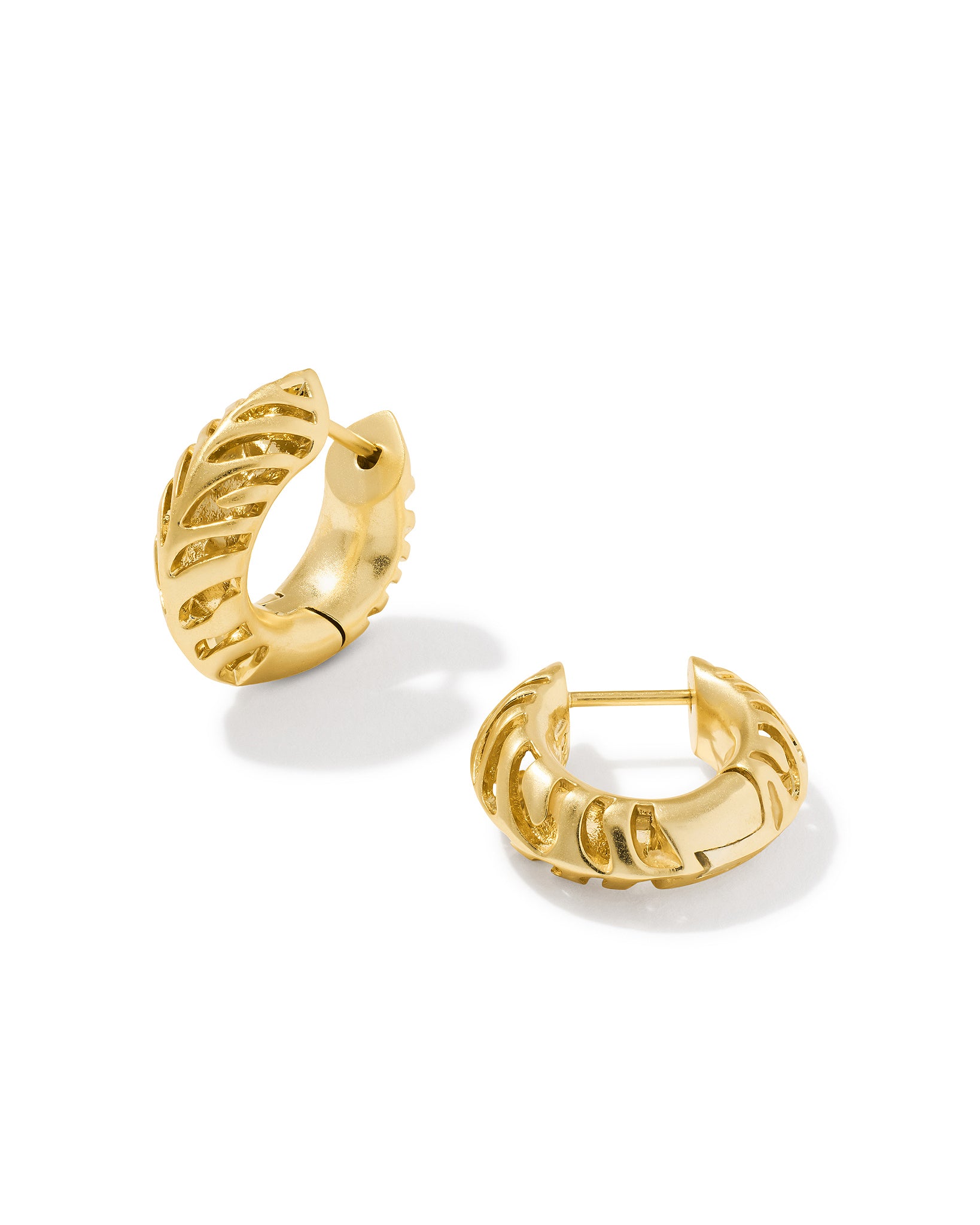 Kendra Scott Tiger Striped Mikki Huggie Hoop Earrings in Gold Plated