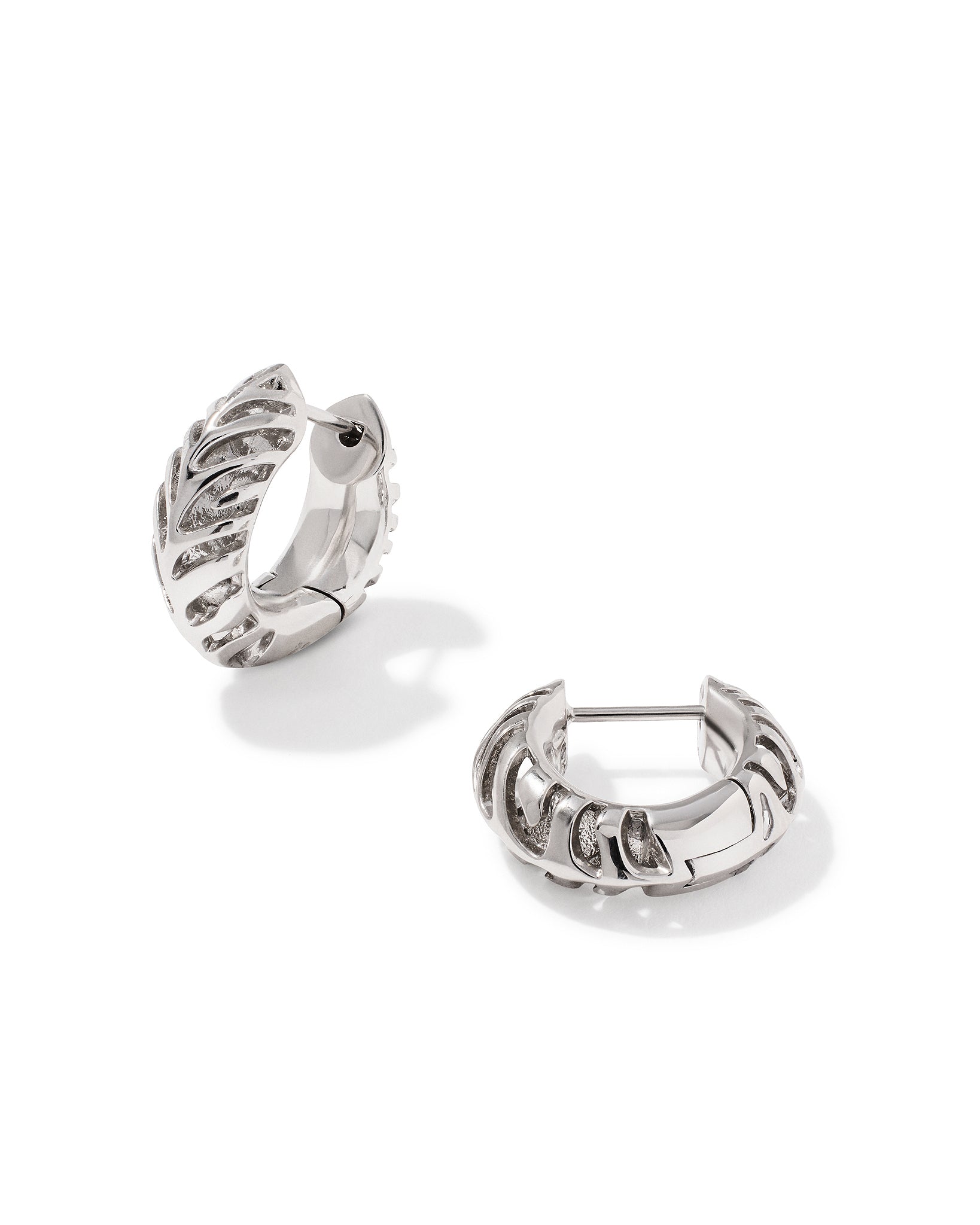 Kendra Scott Tiger Striped Mikki Huggie Hoop Earrings in Rhodium Plated