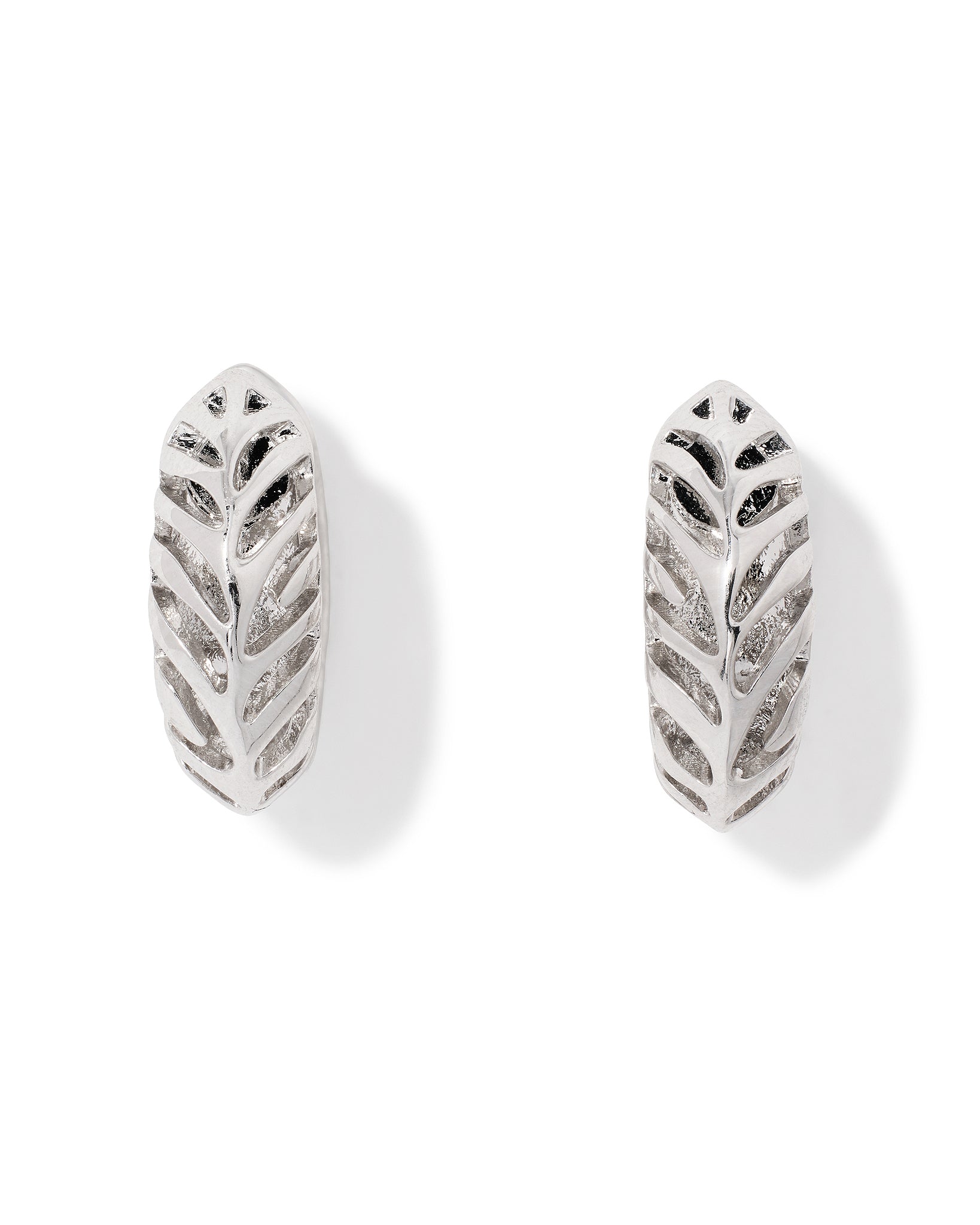 Kendra Scott Tiger Striped Mikki Huggie Hoop Earrings in Rhodium Plated