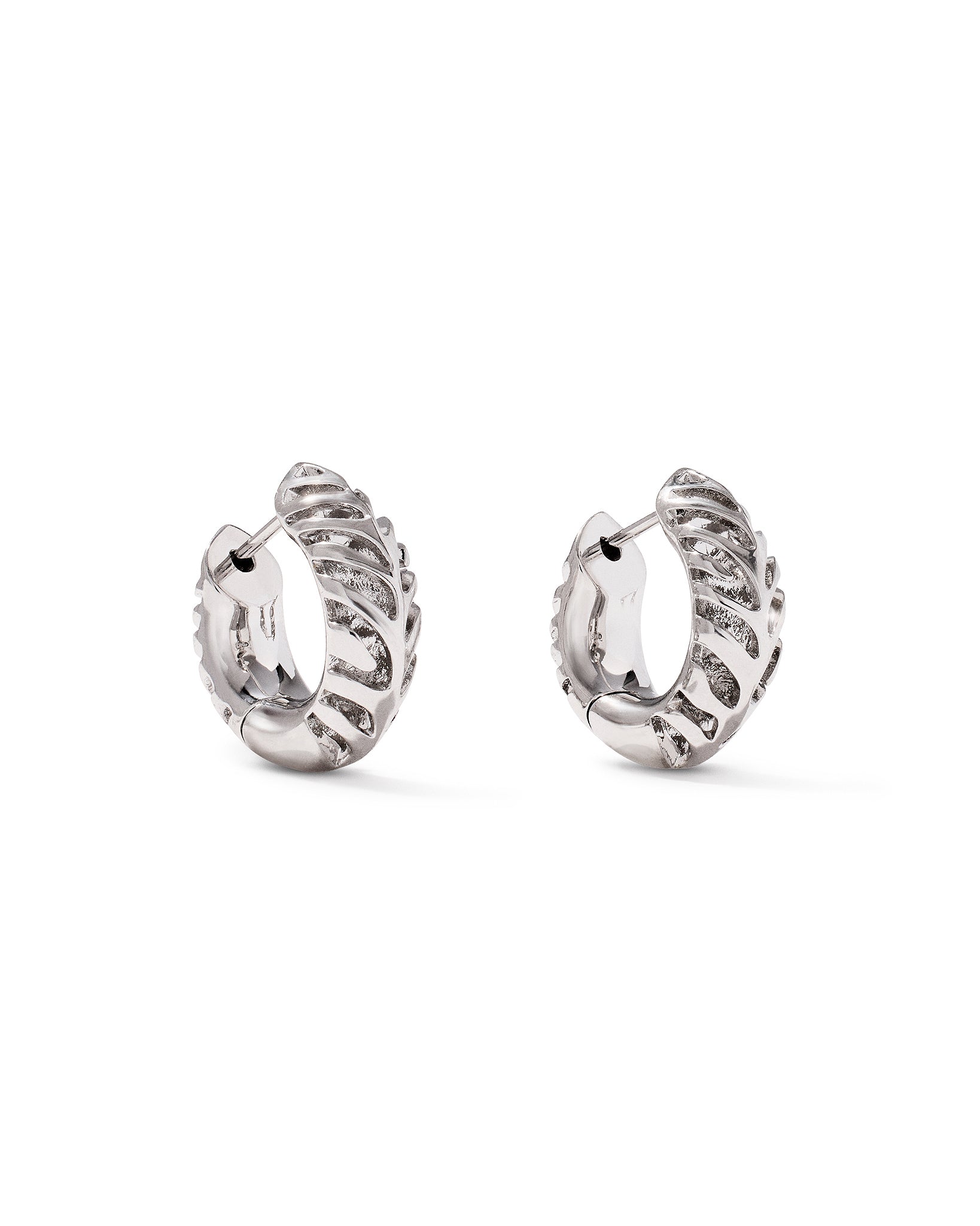 Kendra Scott Tiger Striped Mikki Huggie Hoop Earrings in Rhodium Plated