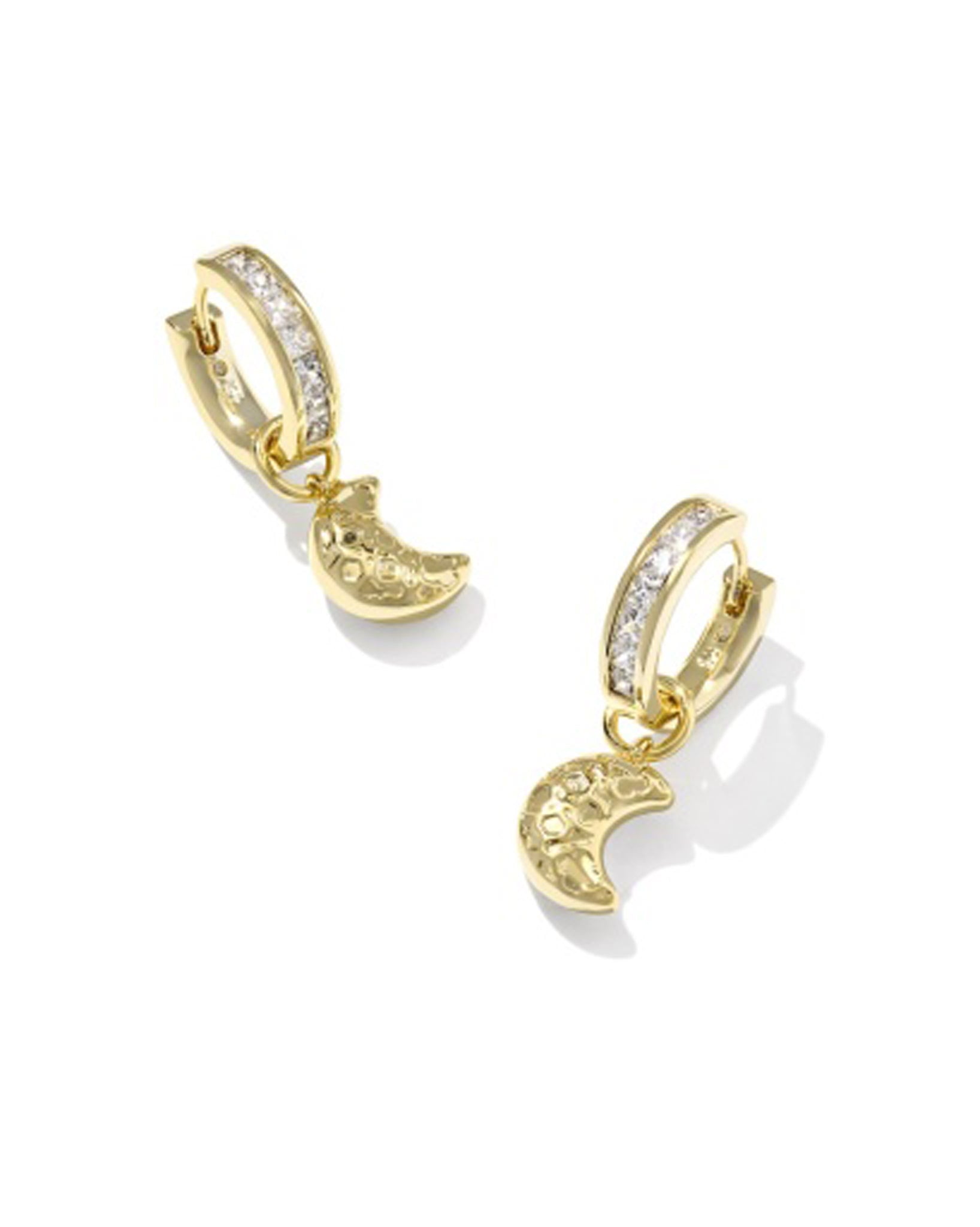 Kendra Scott Moon Convertible Huggie Hoop Earrings in White Opalescent Resin and Gold Plated