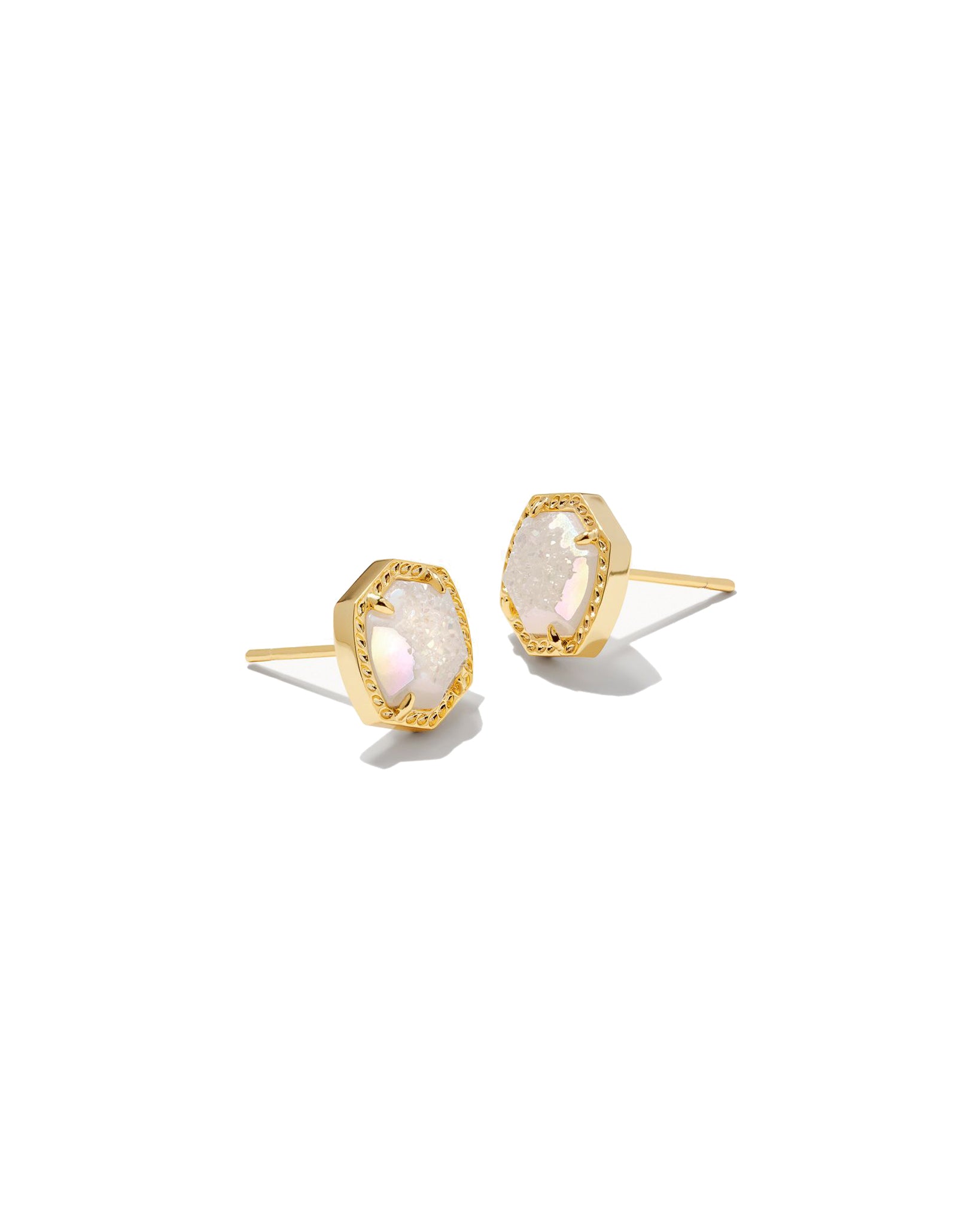 Kendra Scott Davie Stud Earrings in Iridescent Drusy and Gold
