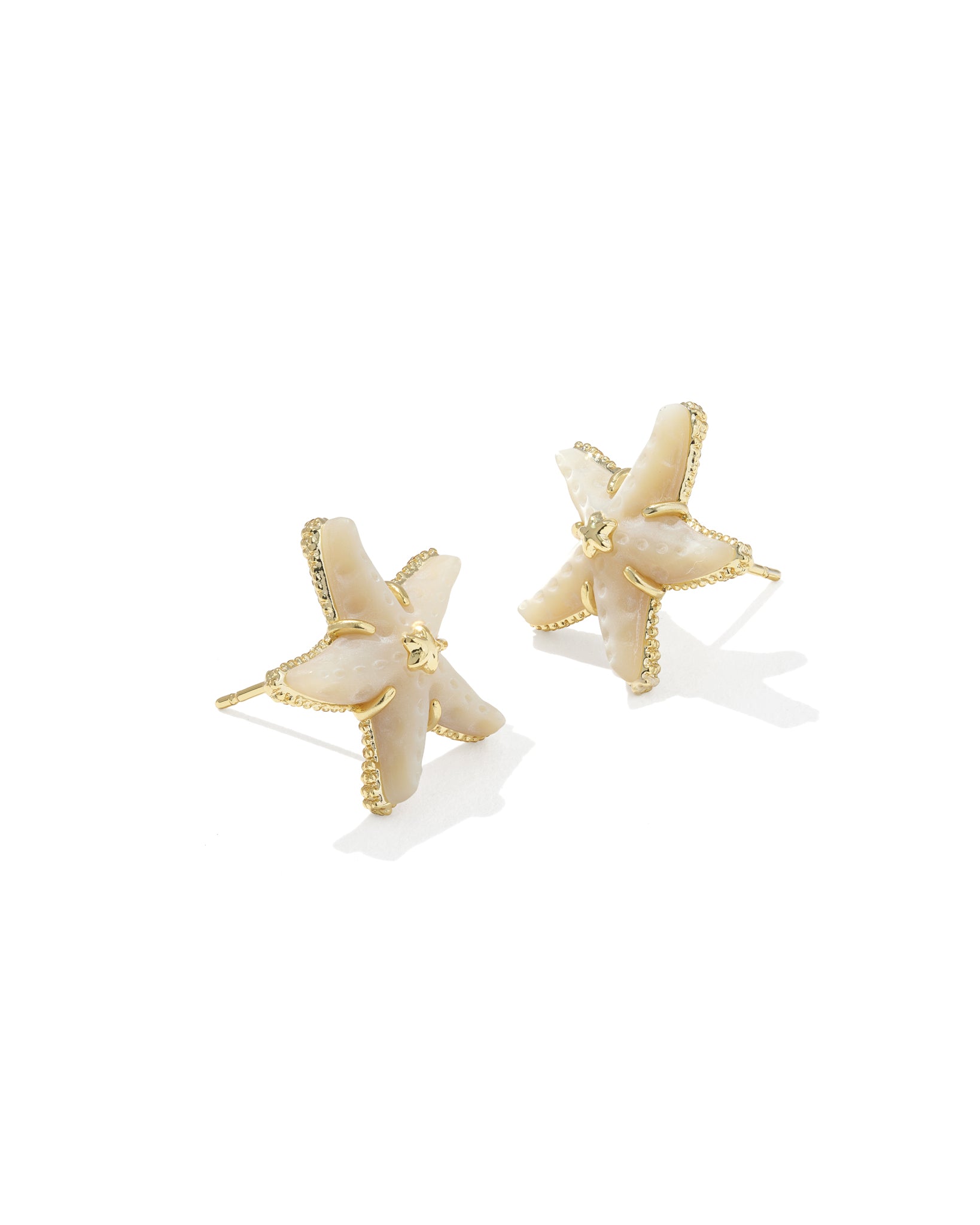 Kendra Scott Parker Starfish Stud Earrings in Natural Mother of Pearl and Gold Plated