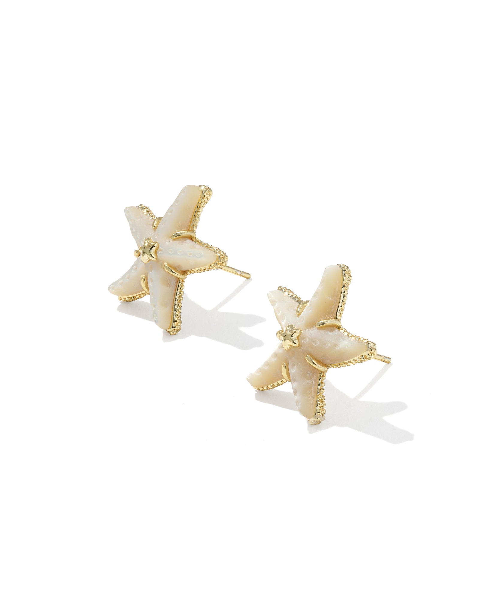 Kendra Scott Parker Starfish Stud Earrings in Natural Mother of Pearl and Gold Plated