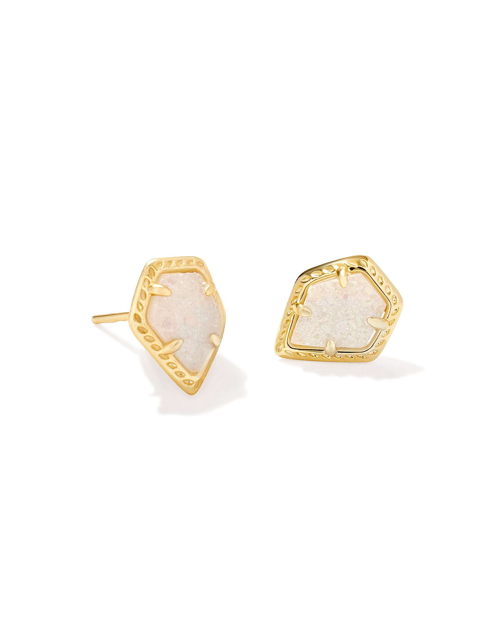 Kendra Scott Tessa Framed Stud Earrings in Iridescent Drusy and Gold Plated