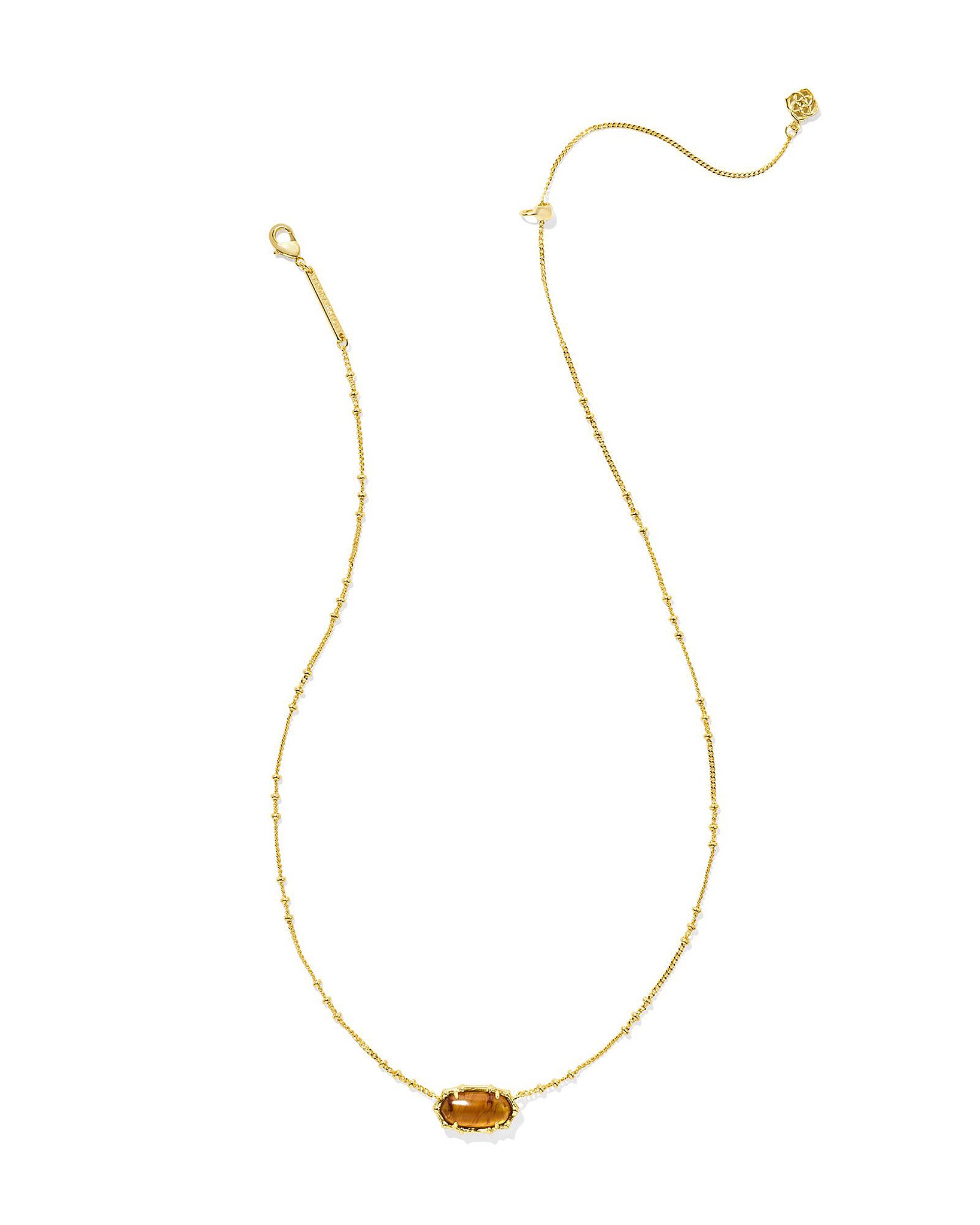 Kendra Scott Bamboo Framed Elisa Oval Pendant Necklace in Marbled Amber Illusion and Gold