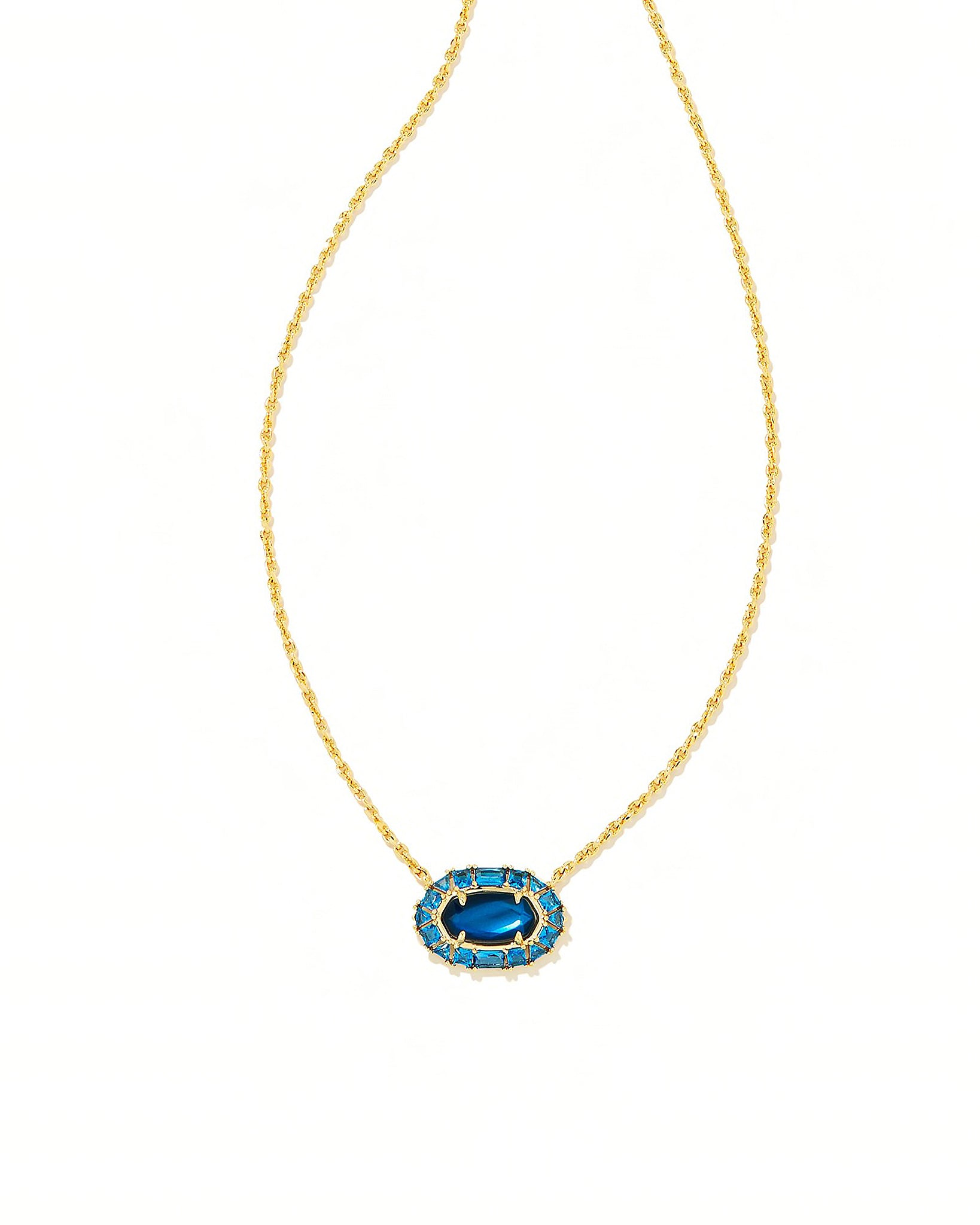 Kendra Scott Elisa Crystal Frame Pendant Necklace in Sea Blue Illusion and Gold