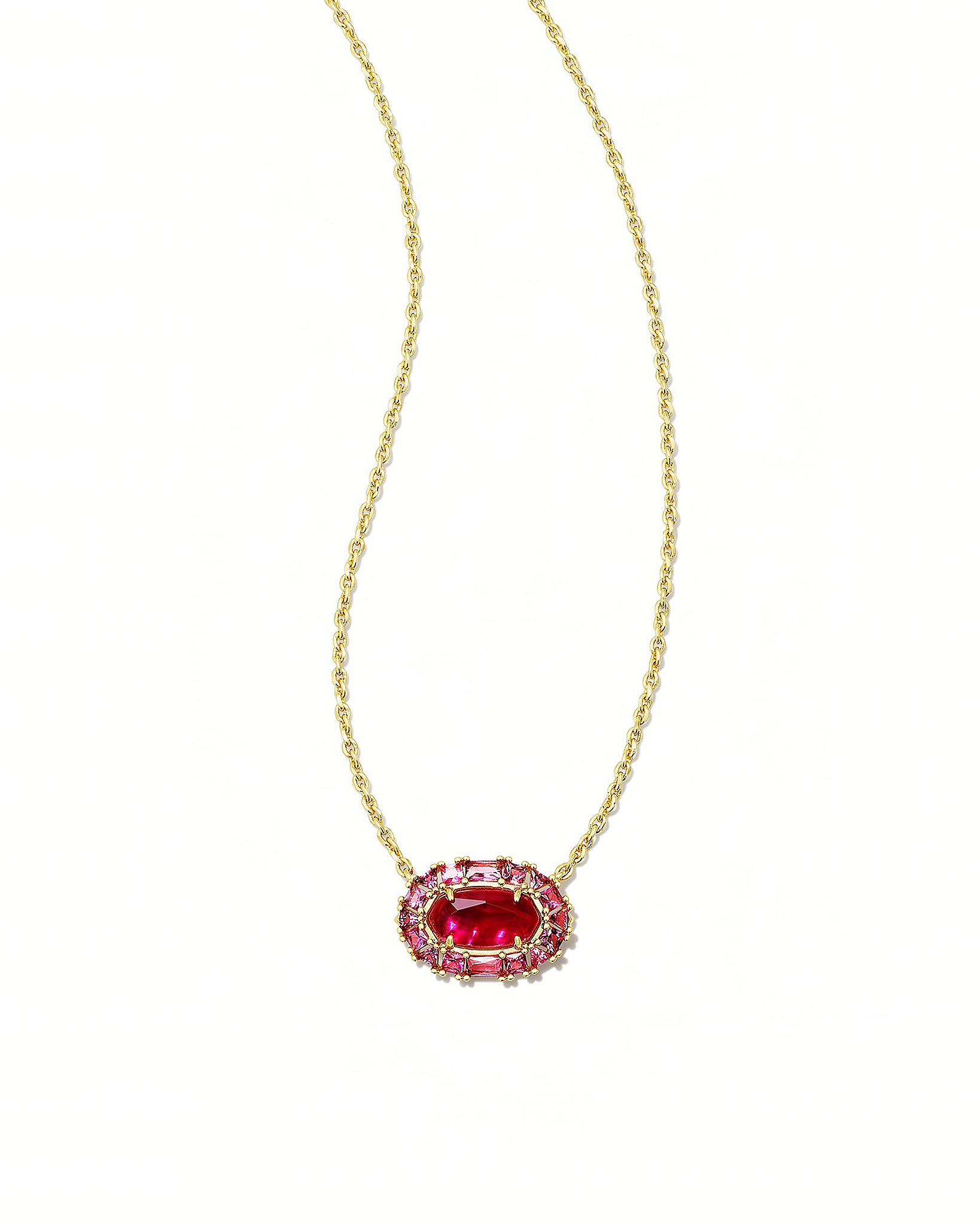 Kendra Scott Elisa Crystal Frame Pendant Necklace in Raspberry Illusion and Gold