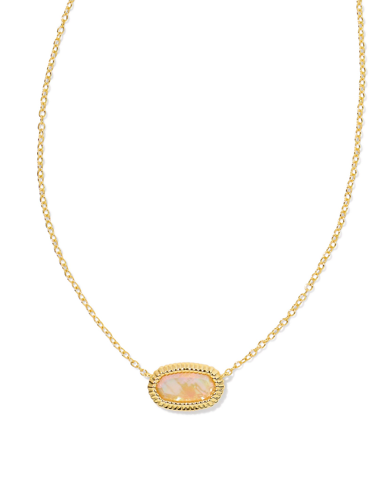 Kendra Scott Elisa Ridge Framed Oval Pendant Necklace in Golden Abalone and Gold Plated