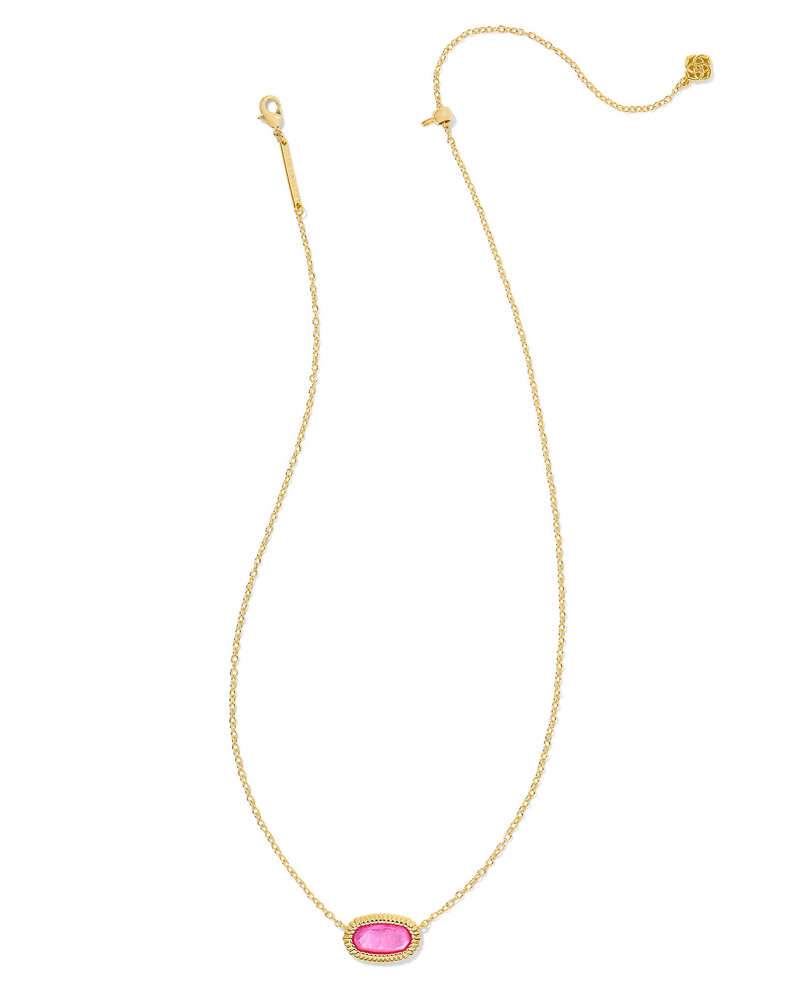 Kendra Scott Elisa Ridge Framed Oval Pendant Necklace in Azalea Illusion and Gold Plated