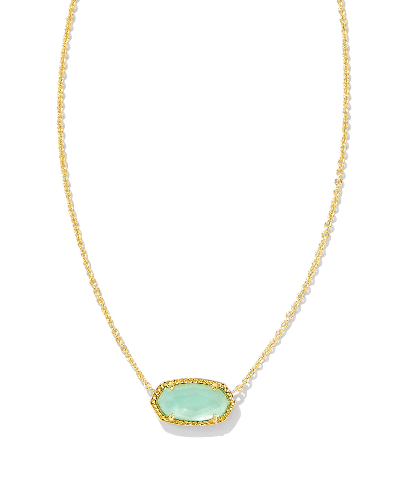 Kendra Scott Elisa Oval Pendant Necklace in Light Green Mother of Pearl and Gold