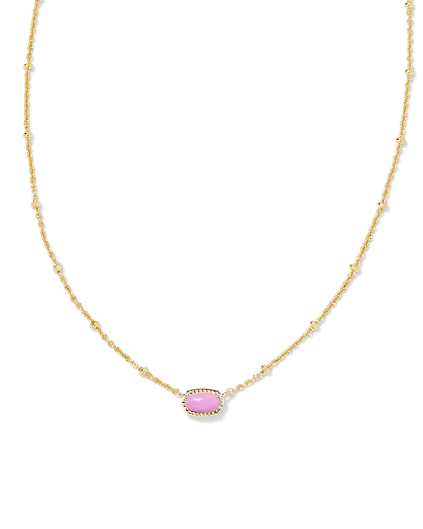 Kendra Scott Mini Elisa Oval Satellite Chain Pendant Necklace in Fuchsia Pink Magnesite and Gold