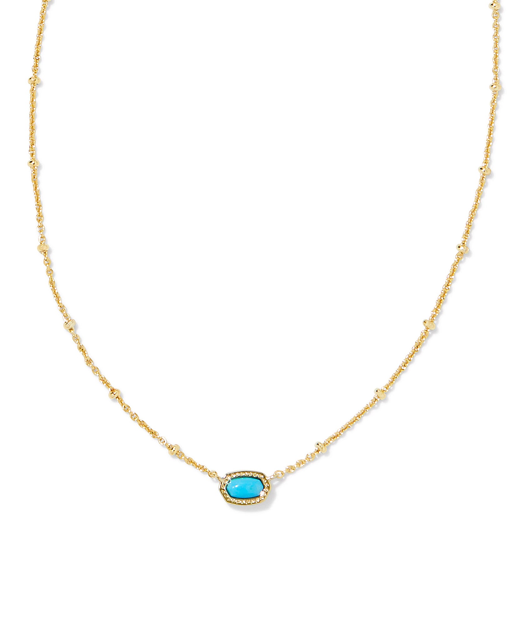 Kendra Scott Mini Elisa Oval Satellite Chain Pendant Necklace in Turquoise Blue Magnesite and Gold