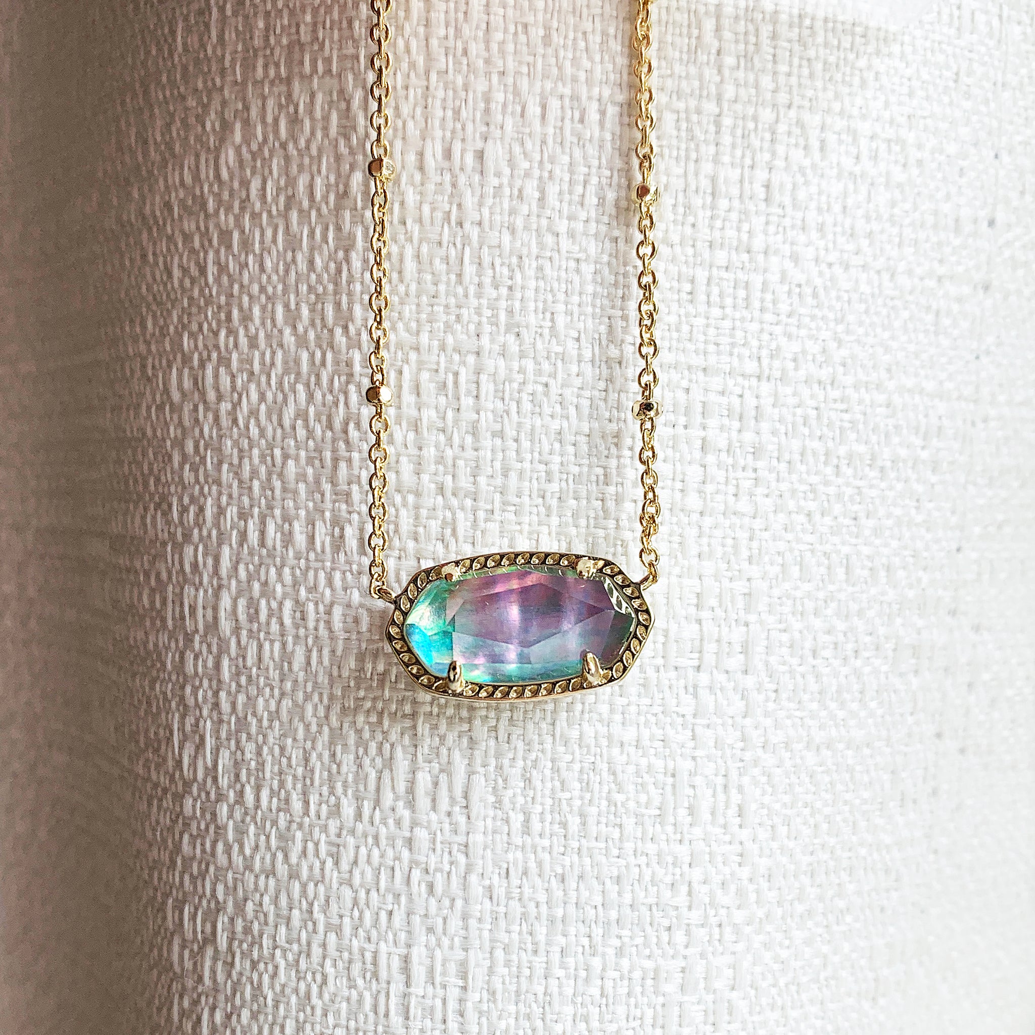 Kendra Scott Elisa Multi Strand Pearl Pendant Necklace in Lilac Abalone and Gold