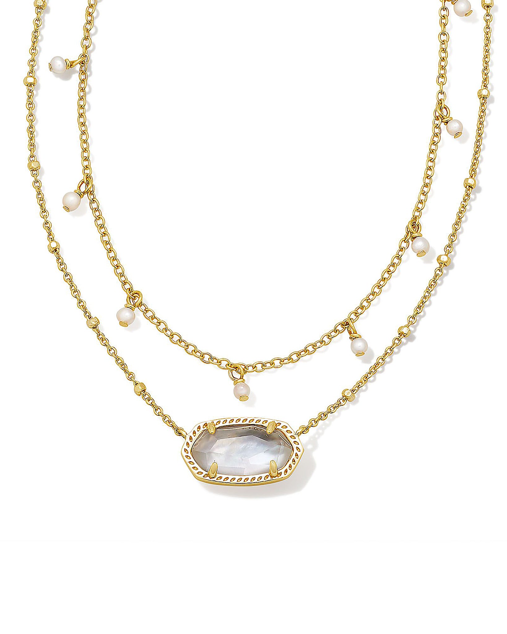 Kendra Scott Elisa Multi Strand Pearl Necklace in Ivory Mother of Pearl and Gold