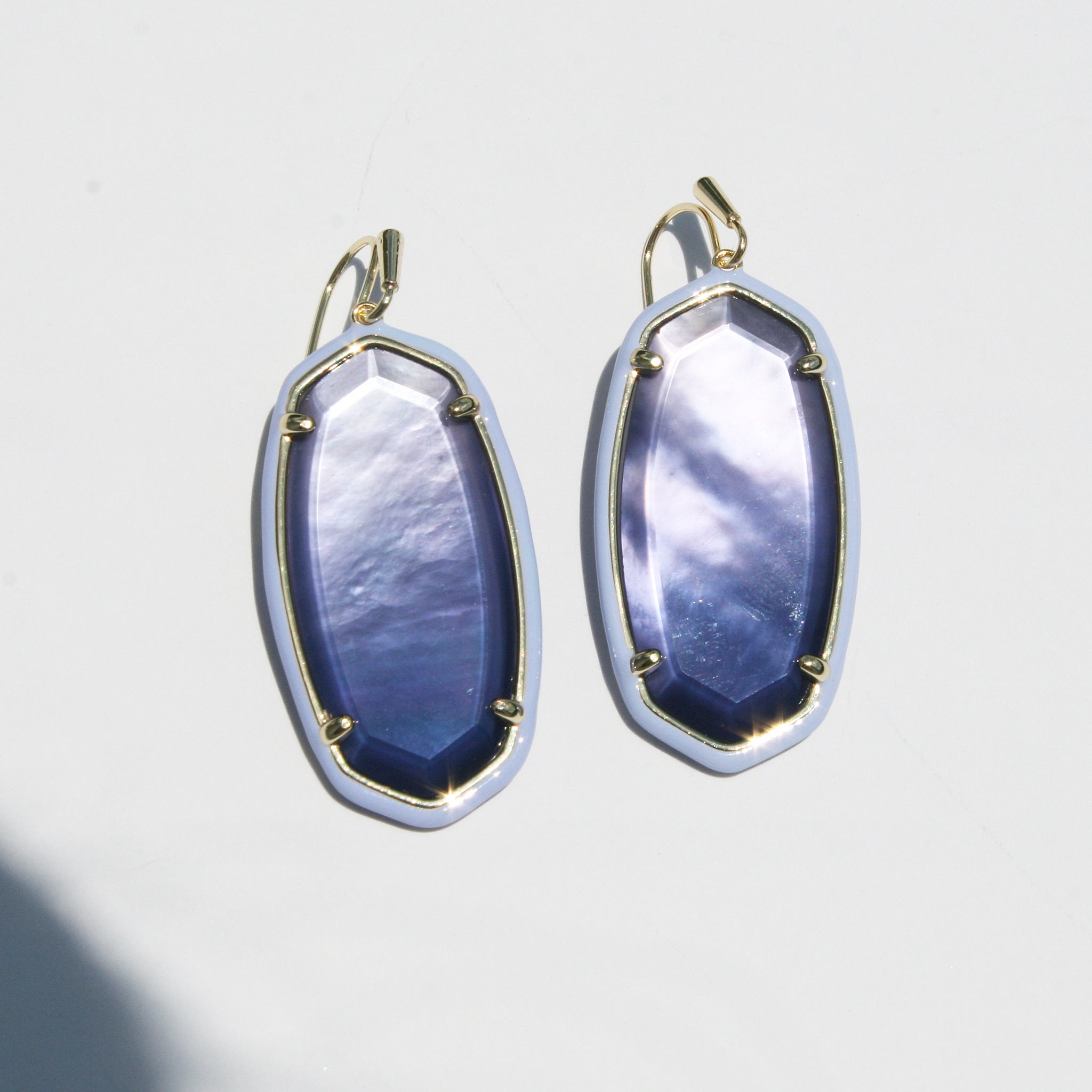 Kendra Scott Enamel Framed Elle Oval Dangle Earrings in Dark Lavender Illusion