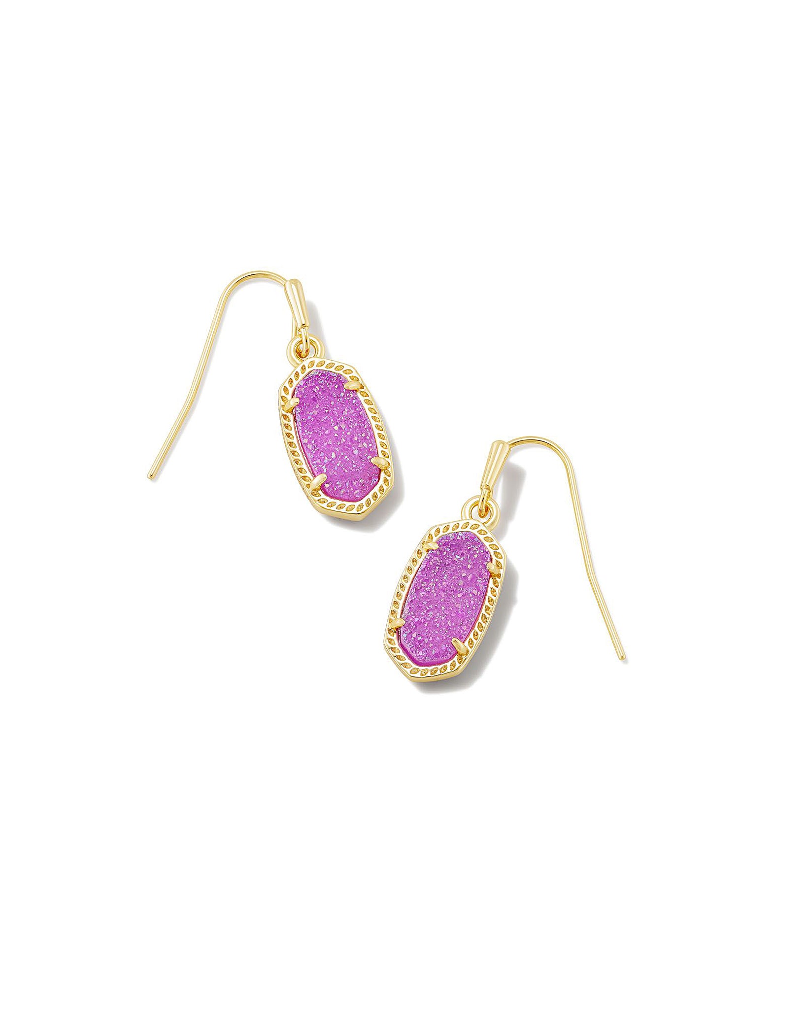 Kendra Scott Lee Oval Dangle Earrings in Light Mulberry Drusy and Gold