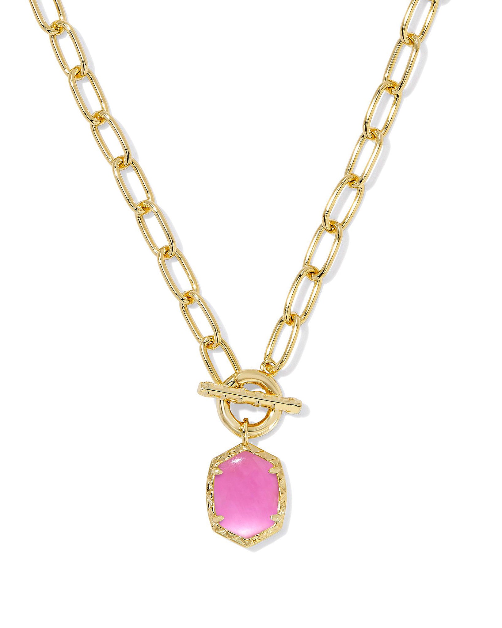 Kendra Scott Daphne Chain Link Pendant Necklace in Azalea Illusion and Gold