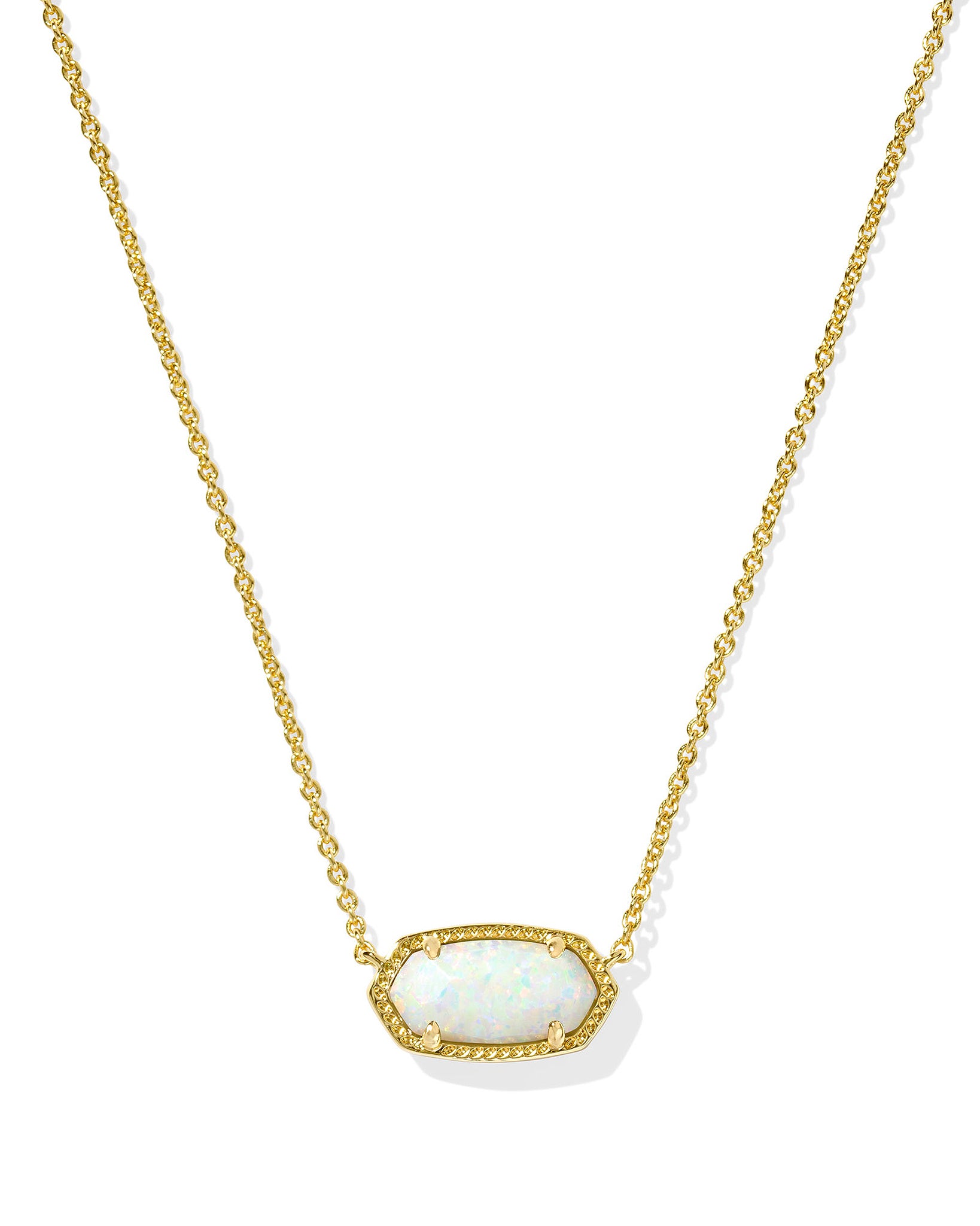 Kendra Scott Elisa Oval Pendant Necklace in Light Yellow Kyocera Opal and Gold