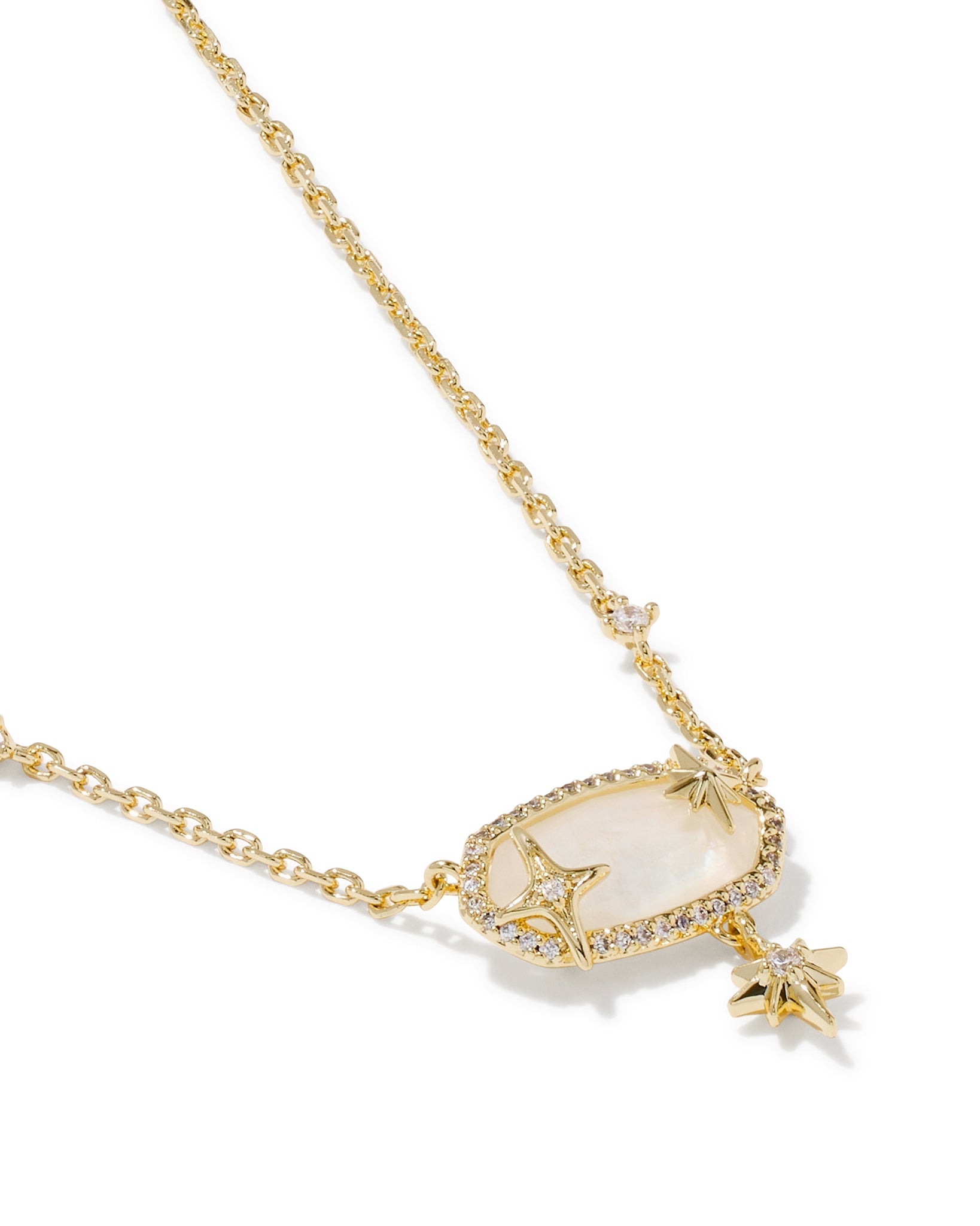Kendra Scott Elisa Star Short Pendant Necklace in Crystal Ivory Illusion and Gold Plated