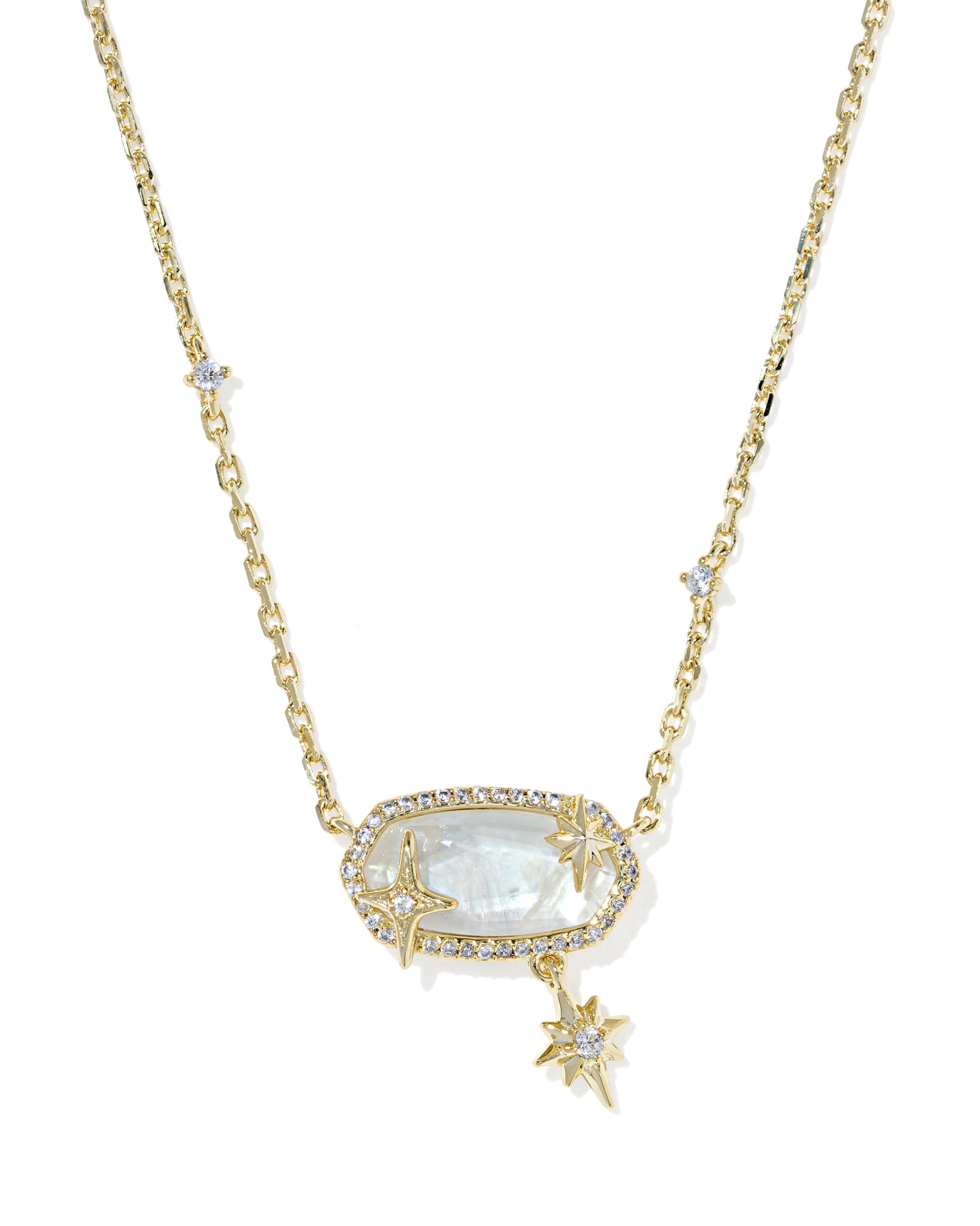 Kendra Scott Elisa Star Short Pendant Necklace in Crystal Ivory Illusion and Gold Plated