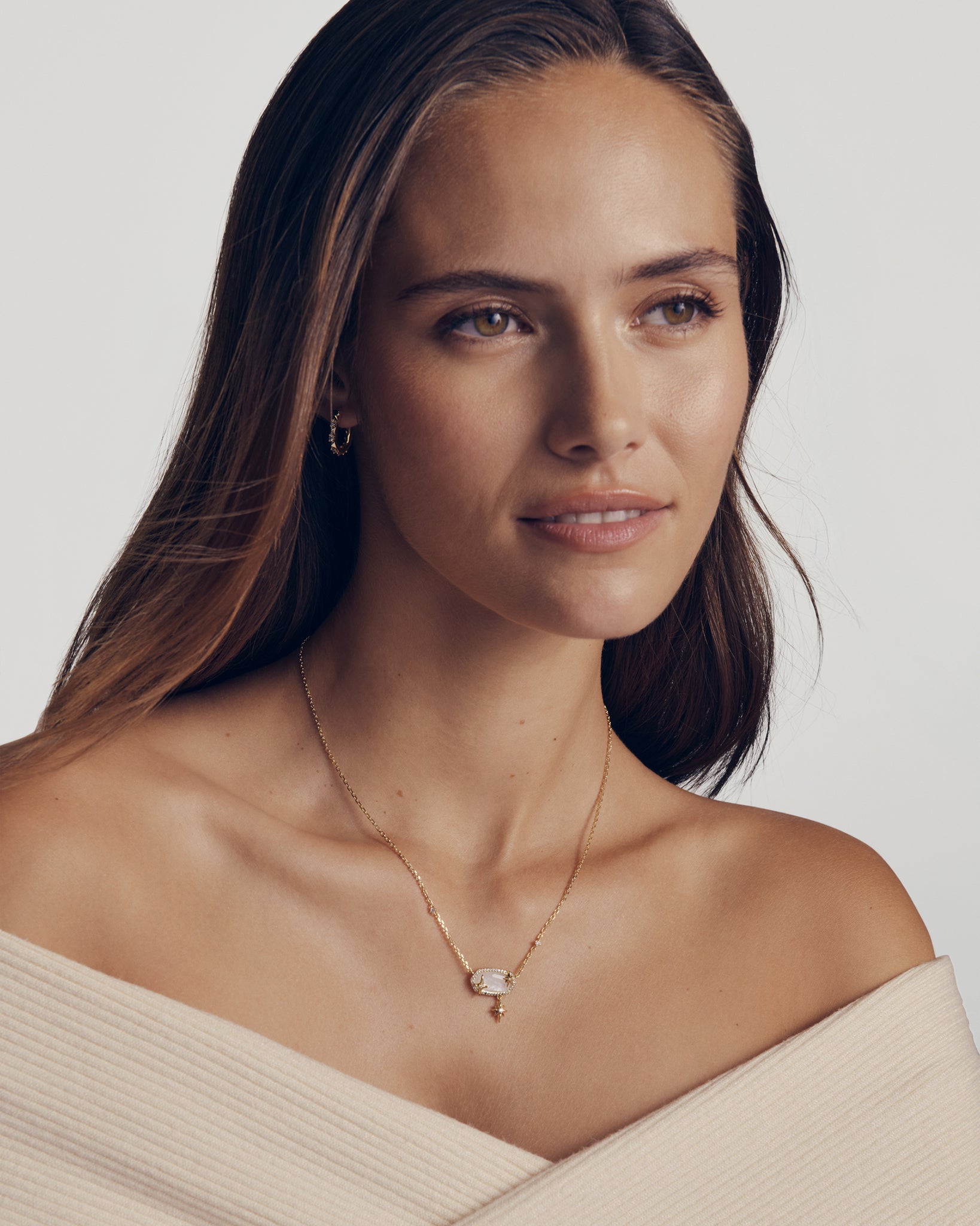 Kendra Scott Fate Huggie Hoop Earrings in White CZ and Rhodium Plated