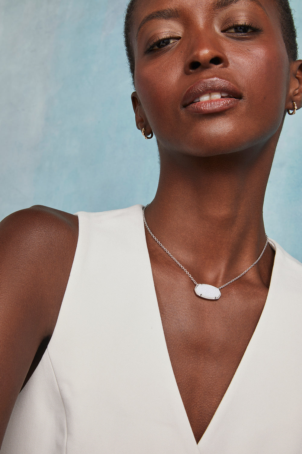Elisa Rhodium Necklace-Iridescent Drusy main image 0