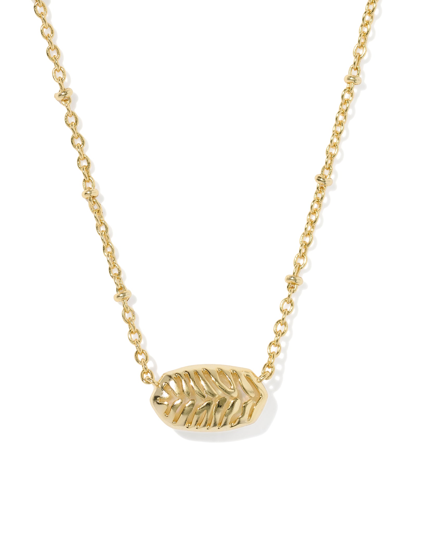 Kendra Scott Tiger Striped Elisa Oval Short Pendant Necklace in Dark Brown Hawks Eye and Gold Plated