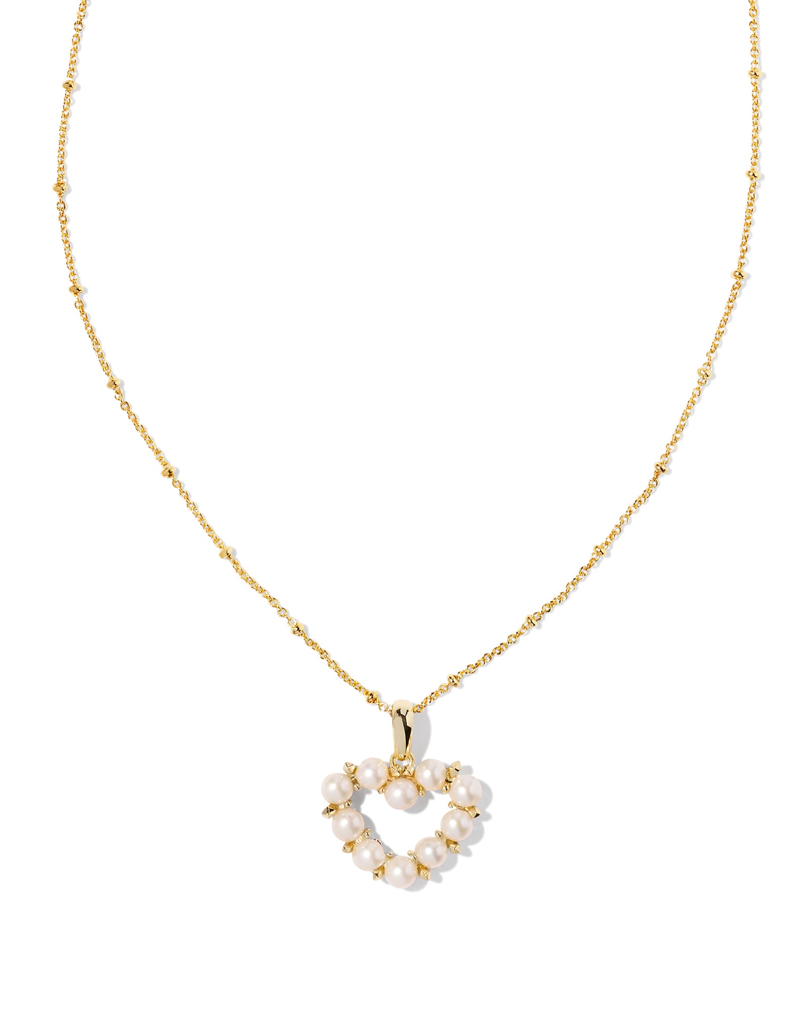 Kendra Scott Ashton Heart Pendant Necklace in White Pearl and Gold Plated